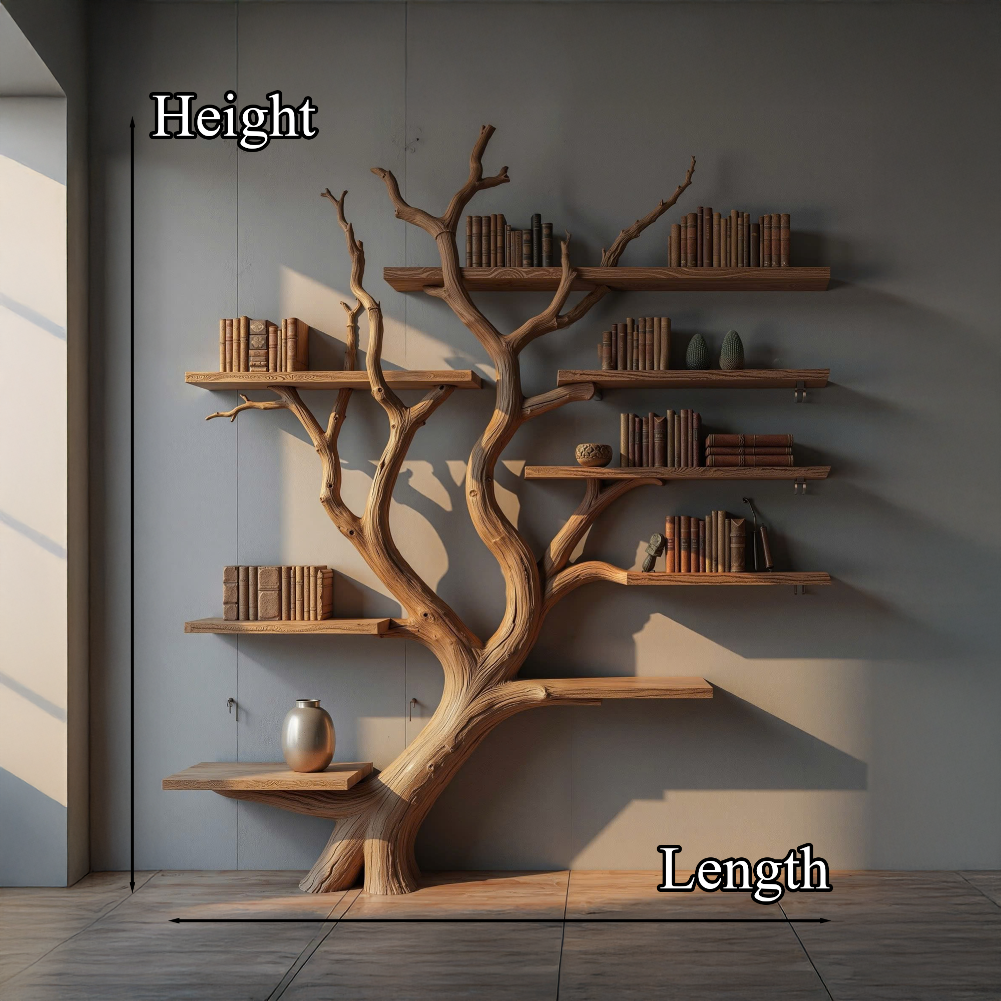 Custom Wood Shelf Tree Branch Shelf Mid Century Decor SINLTB128