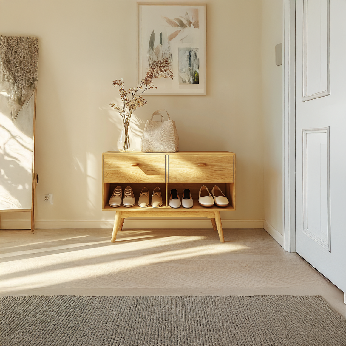 Mid Century Modern Shoe Cabinet Entryway And Bedroom SINLSASB064