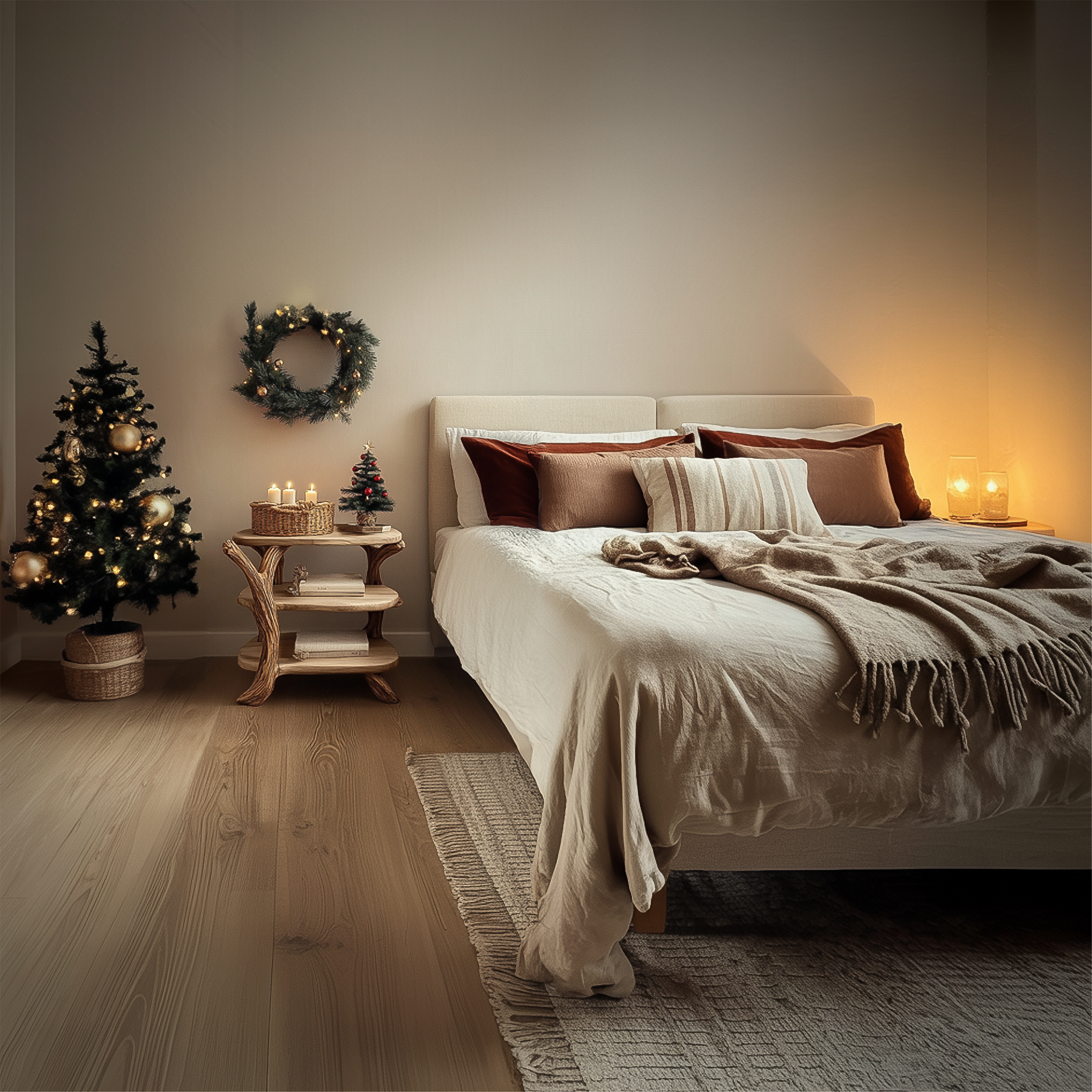 Rustic Tree Nightstand Christmas Holiday Bedroom Decor SINLSABT211