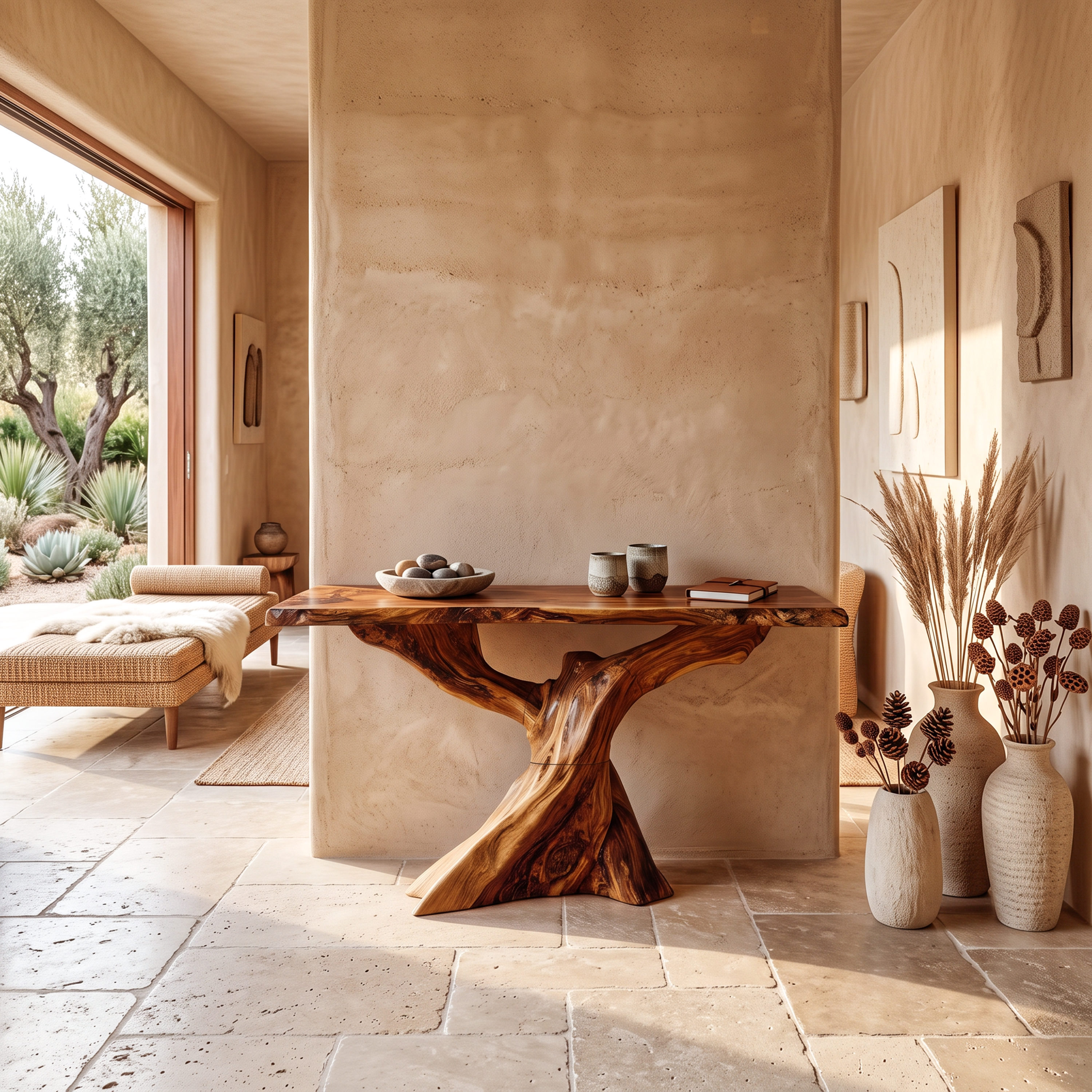 Modern Live Edge Console Table Organic Wood Furniture For Living Room SILDTTNCS074