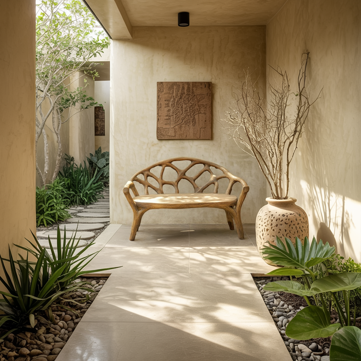 Organic Rustic Wooden Bench Entryway Or Living Room SINLSAWC026