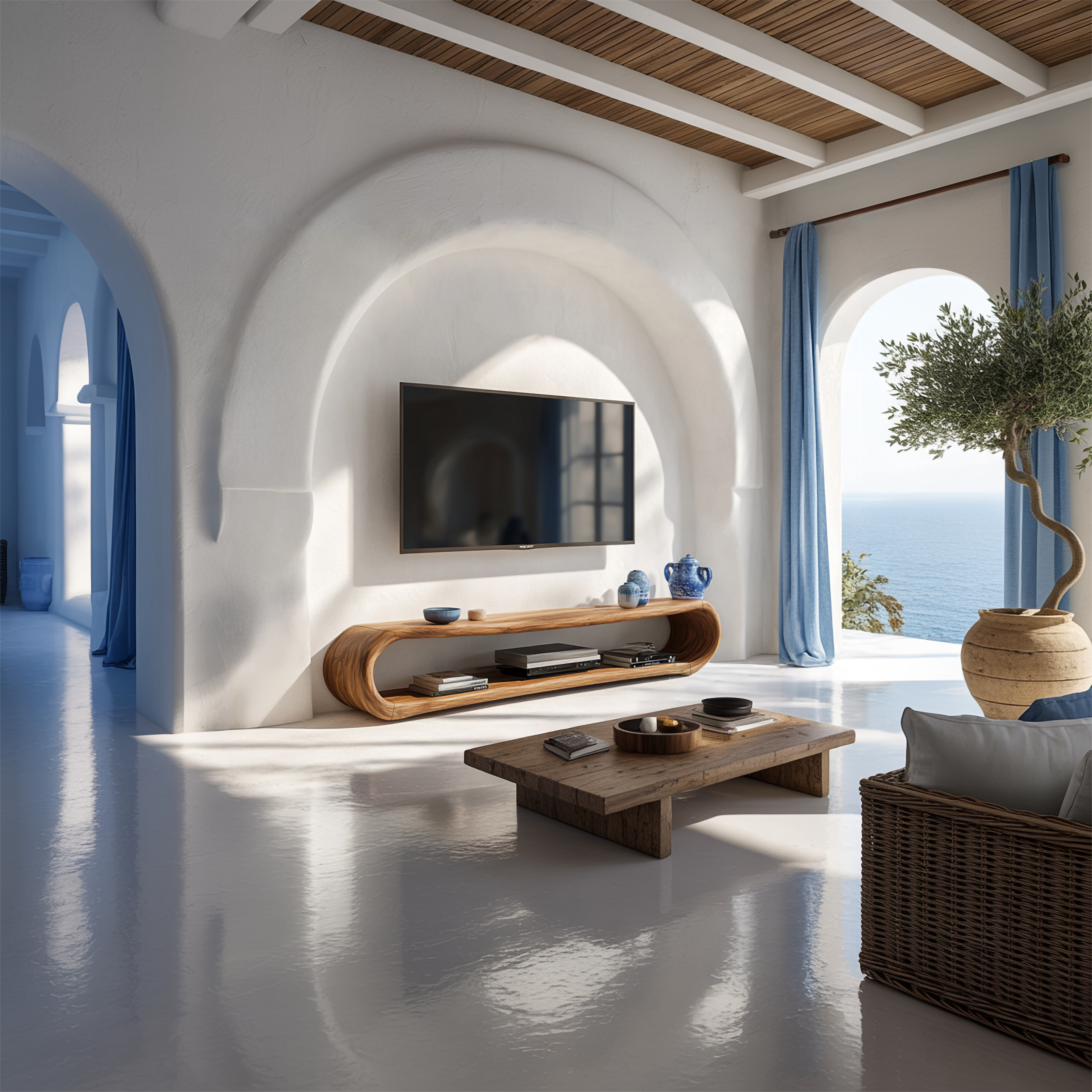 Mediterranean Organic TV Stand Living Room And Bedroom SINLSASC341