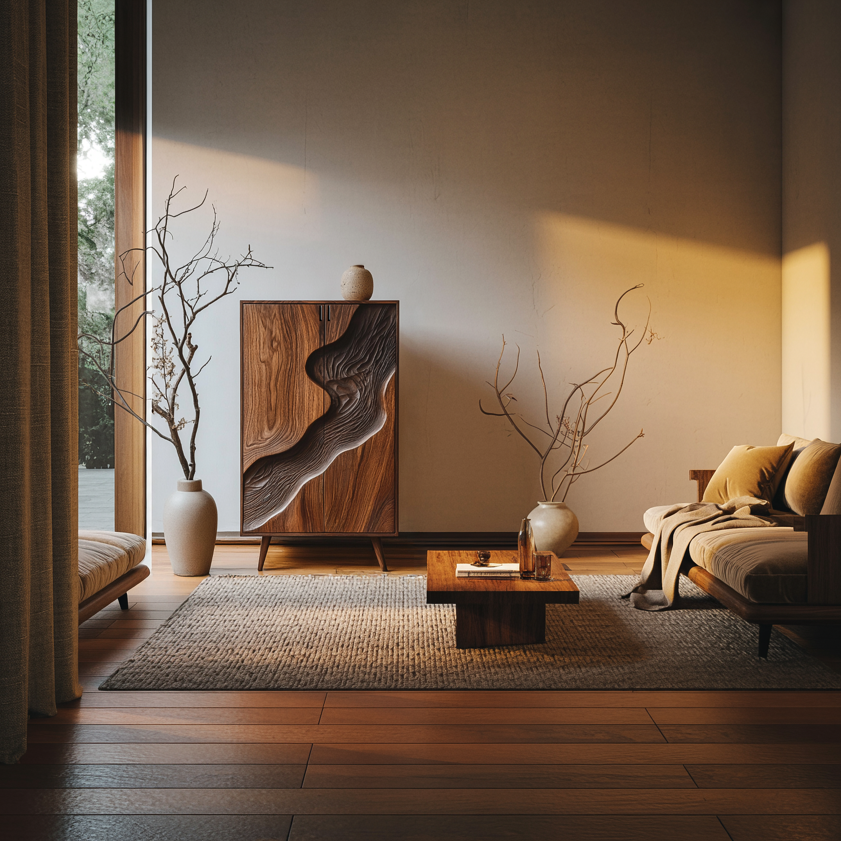 Organic Modern Accent Storage Cabinet For Living Room And Hallway SINLSASC355