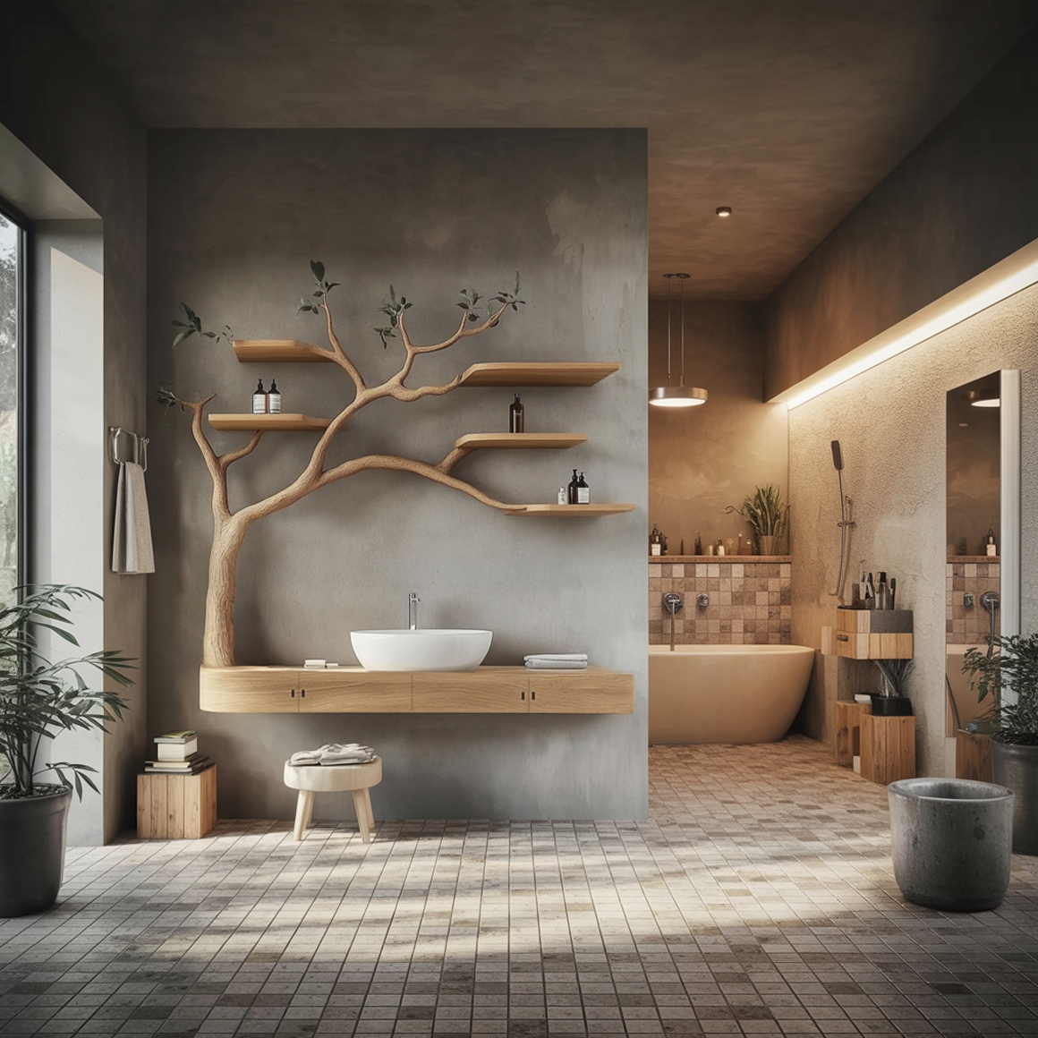 Rustic Organic Floating Tree Vanity Bathroom Or Spa Room SINLSATBB020