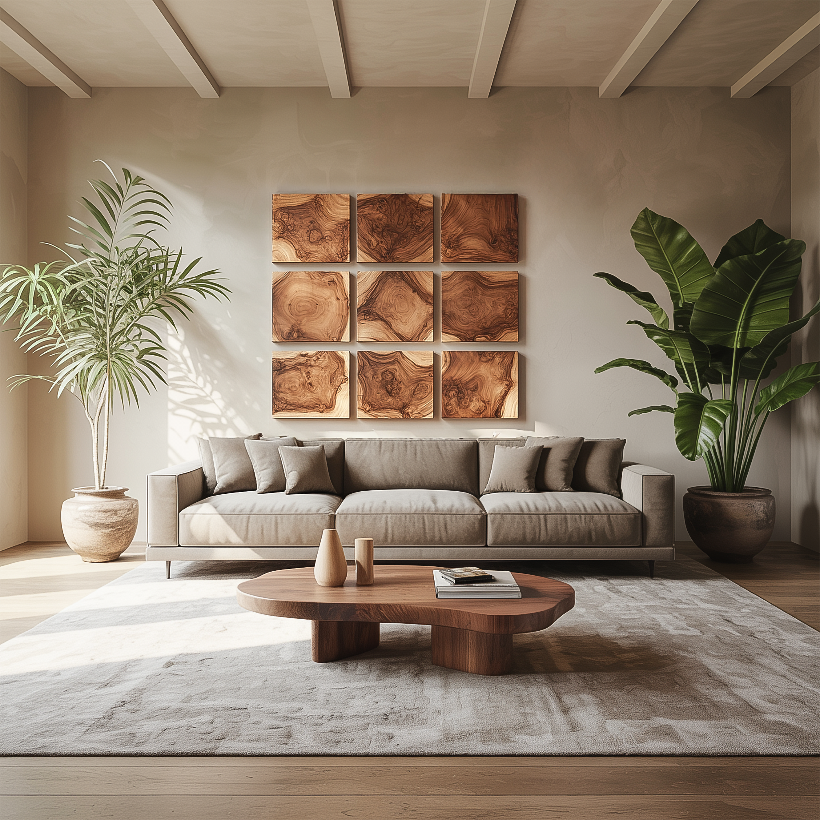 Organic Modern Wall Art Panels For Living Room And Interior Decor SINLSAWD016