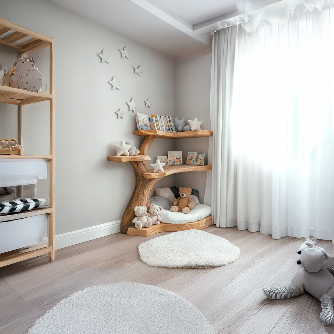 Rustic Corner Tree Bookshelf Kids Room Nursery SINLSATB310