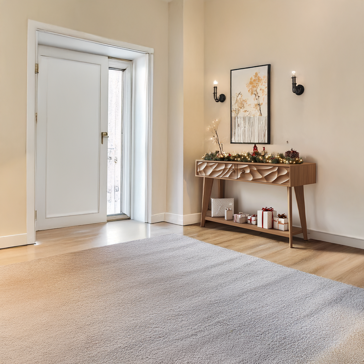 Mid Century Carved Console Table Holiday Decor Living Room SINLSACS336