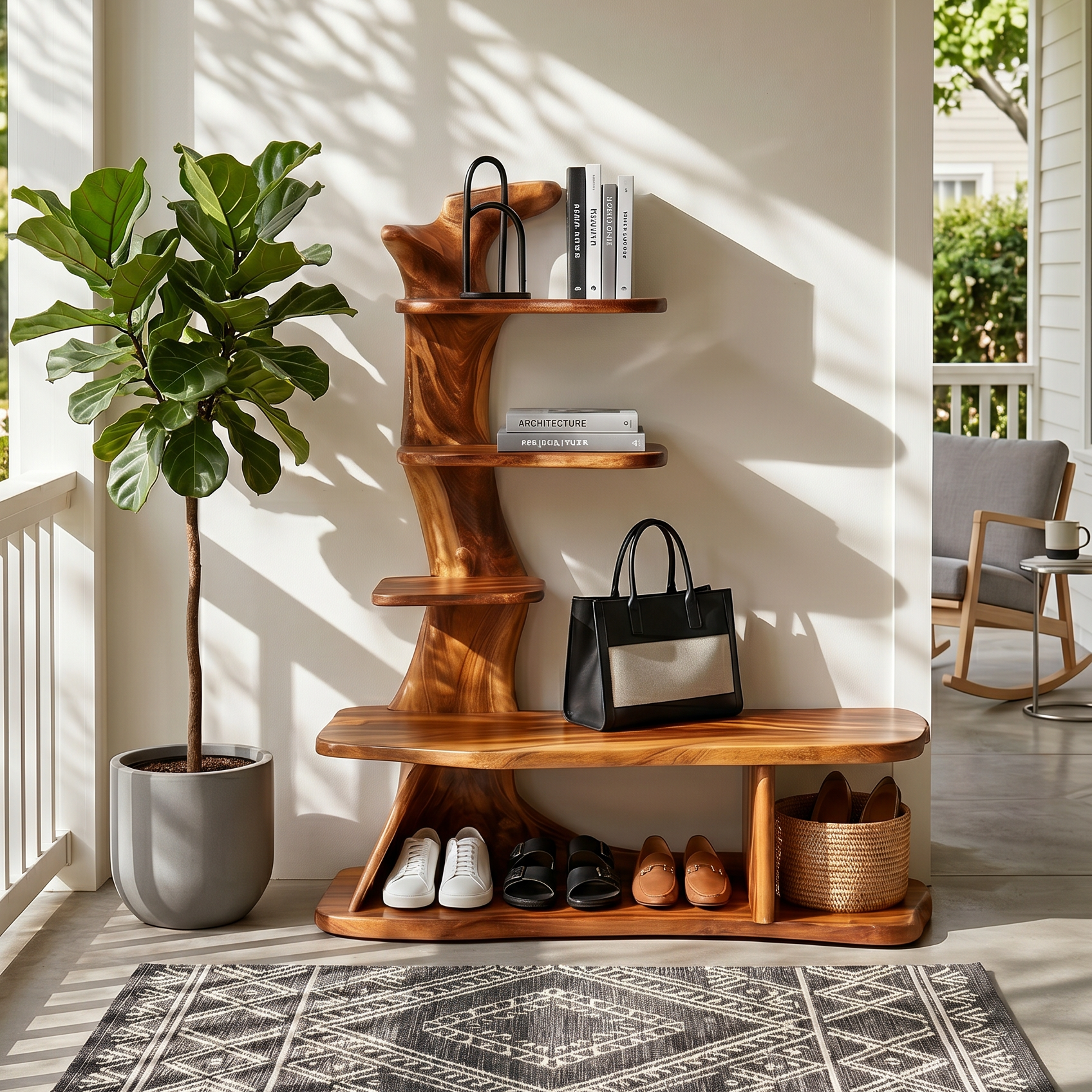 Industrial Shoe Rack Shelf For Loft Entryway Hallway Placement SILDTTRSHB007
