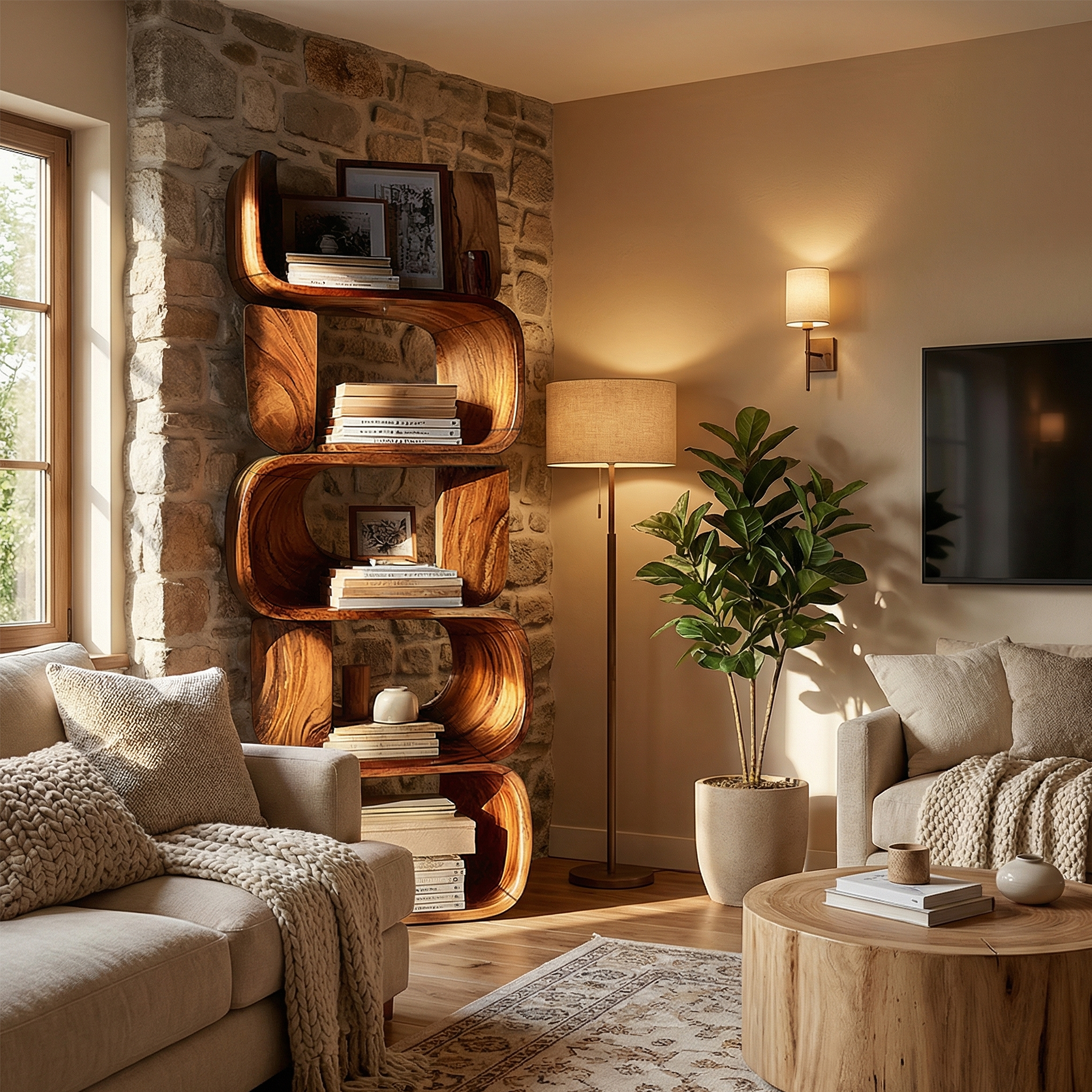 Contemporary Modern Unique Bookshelf Living Room Storage SILDTTRBS006