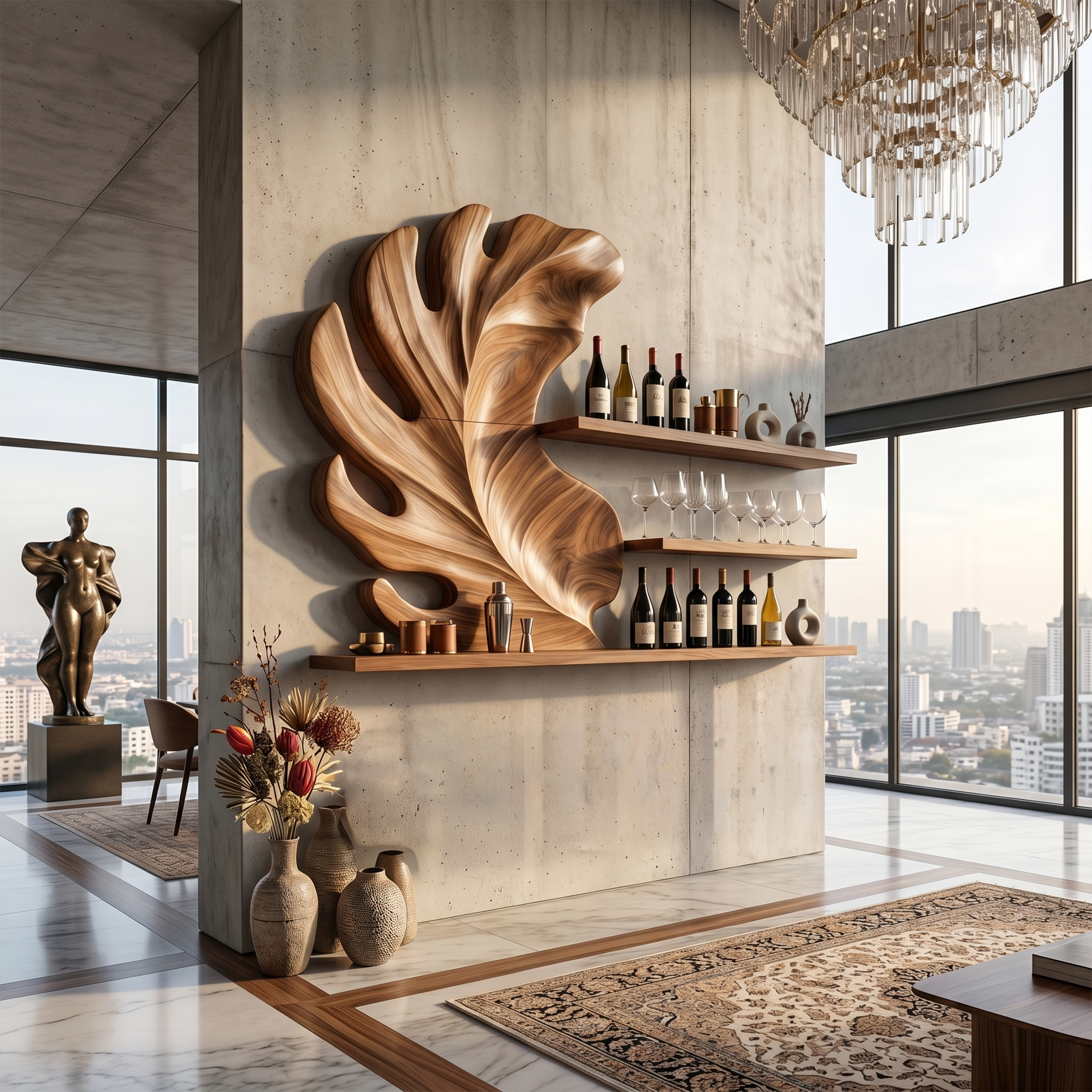 Rustic Wall Wine Holder For Condo Beverage Storage Niche SILDTTRWH070