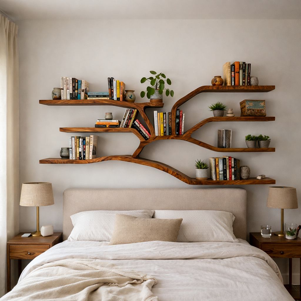 Handcrafted Sculptural Wooden Bookshelf For Living Room Decor RTTHTTBS131