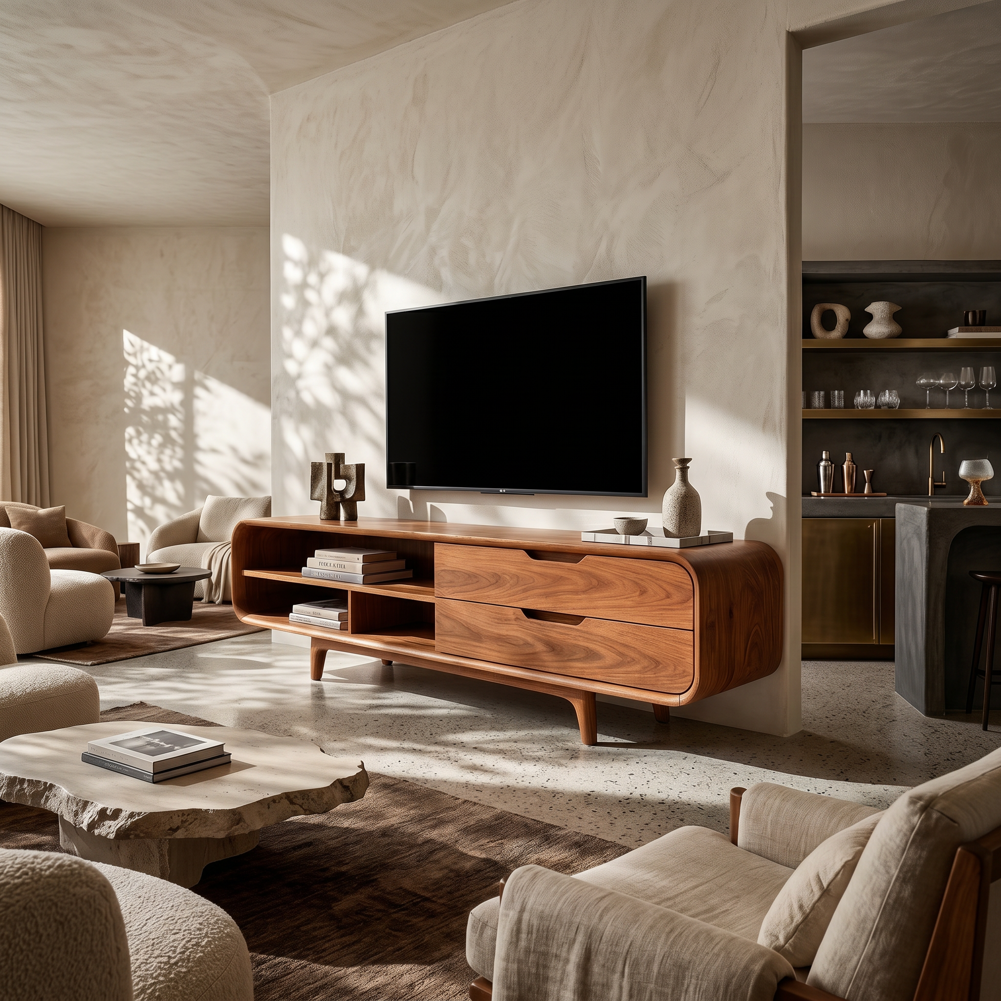 Luxury Walnut TV Cabinet For Elegant Master Suite SILDTTRTVC093