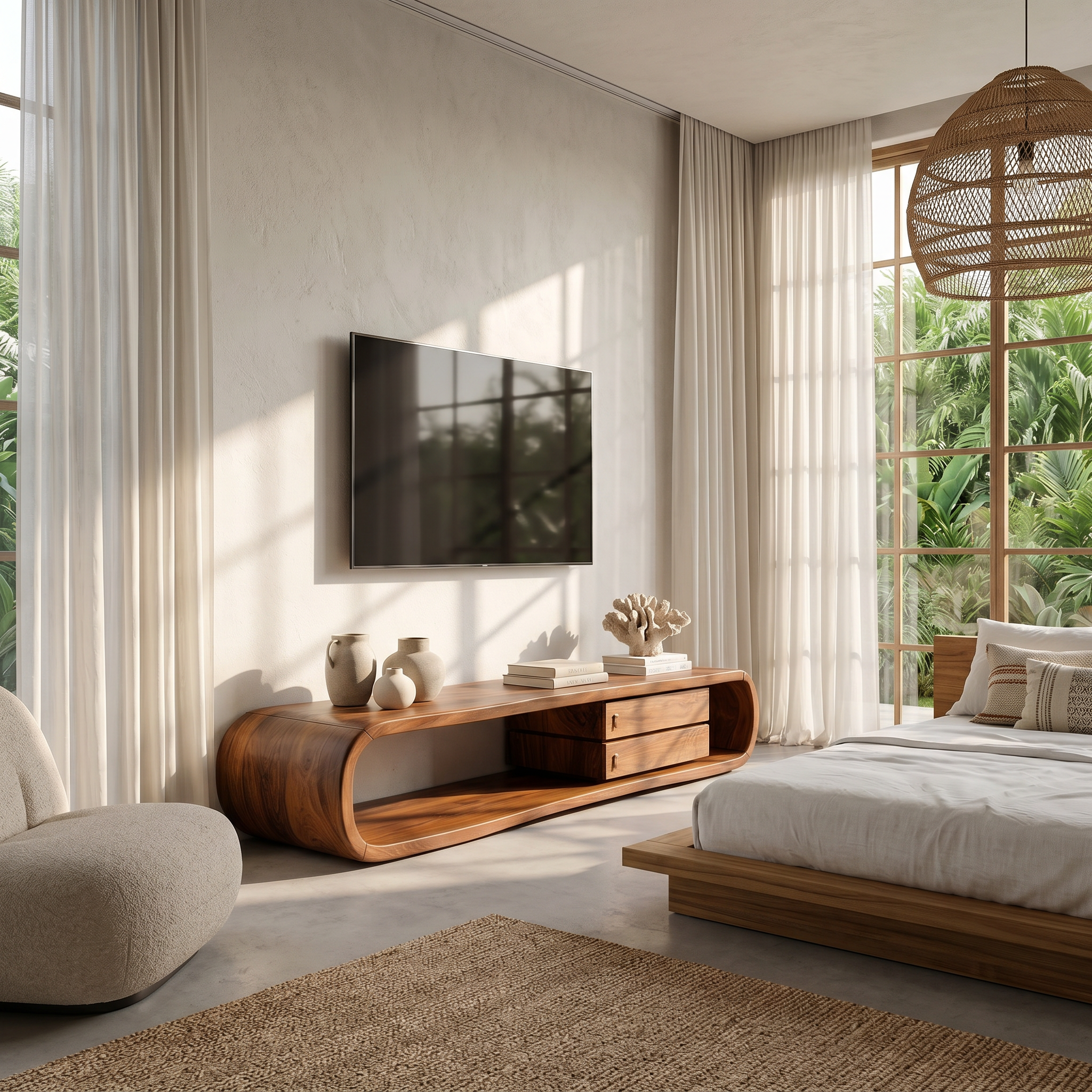 Luxury Monkeypod Media Console For Modern Interior SILDTTRTVC070