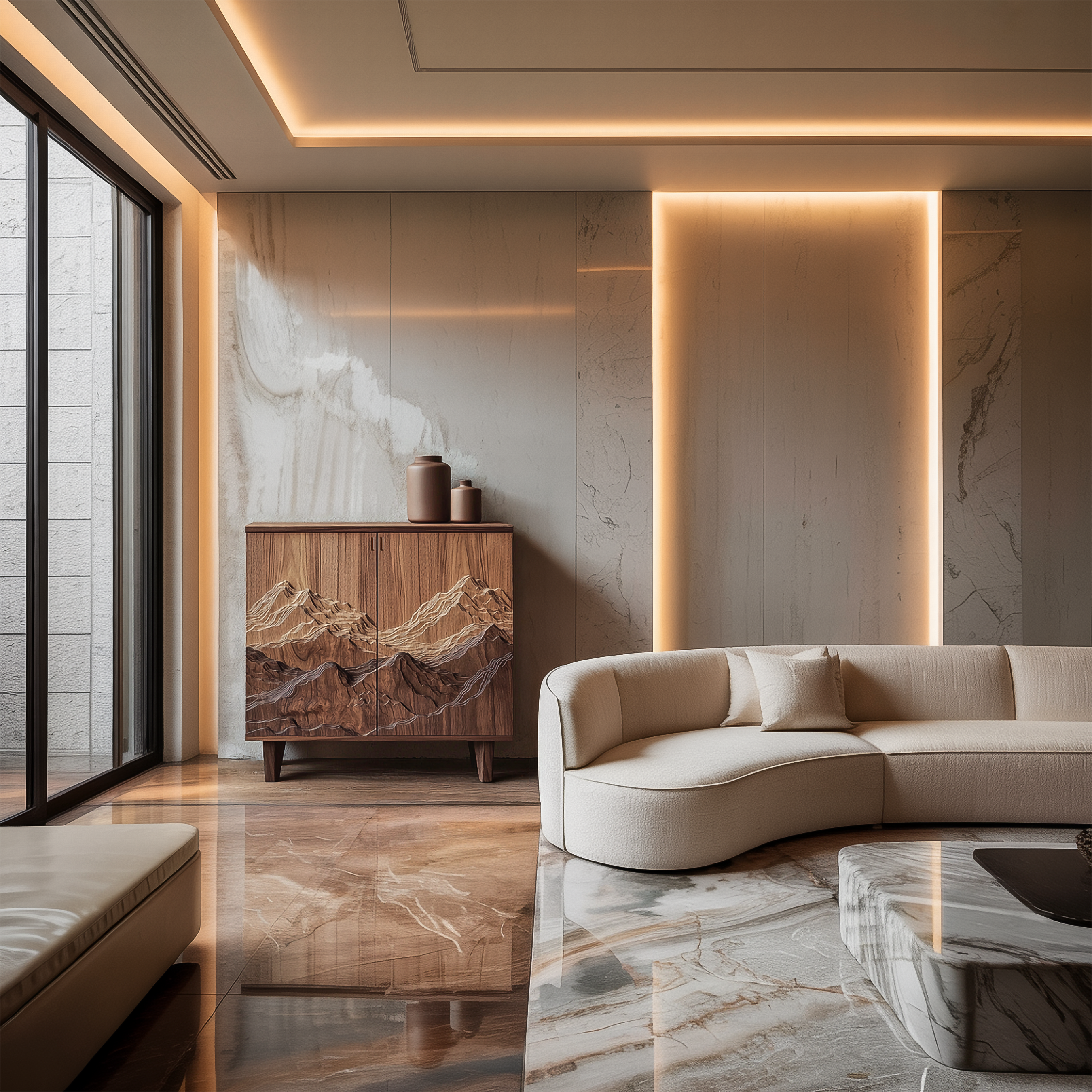 Organic Modern Side Storage Cabinet For Living Room SINLSASC356