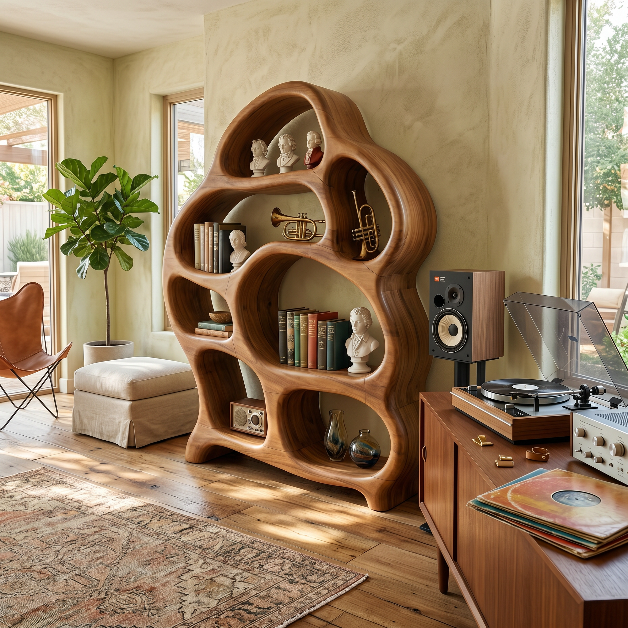 Mid Century Open Bookshelf For Living Space SILDTTNBS039