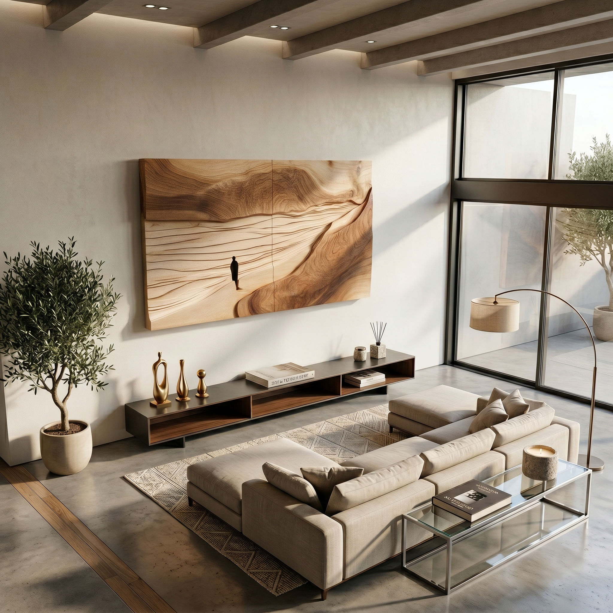 Minimalist Sand Dune Wood Wall Art For Neutral Modern Interior Styling SILDTTRWA091