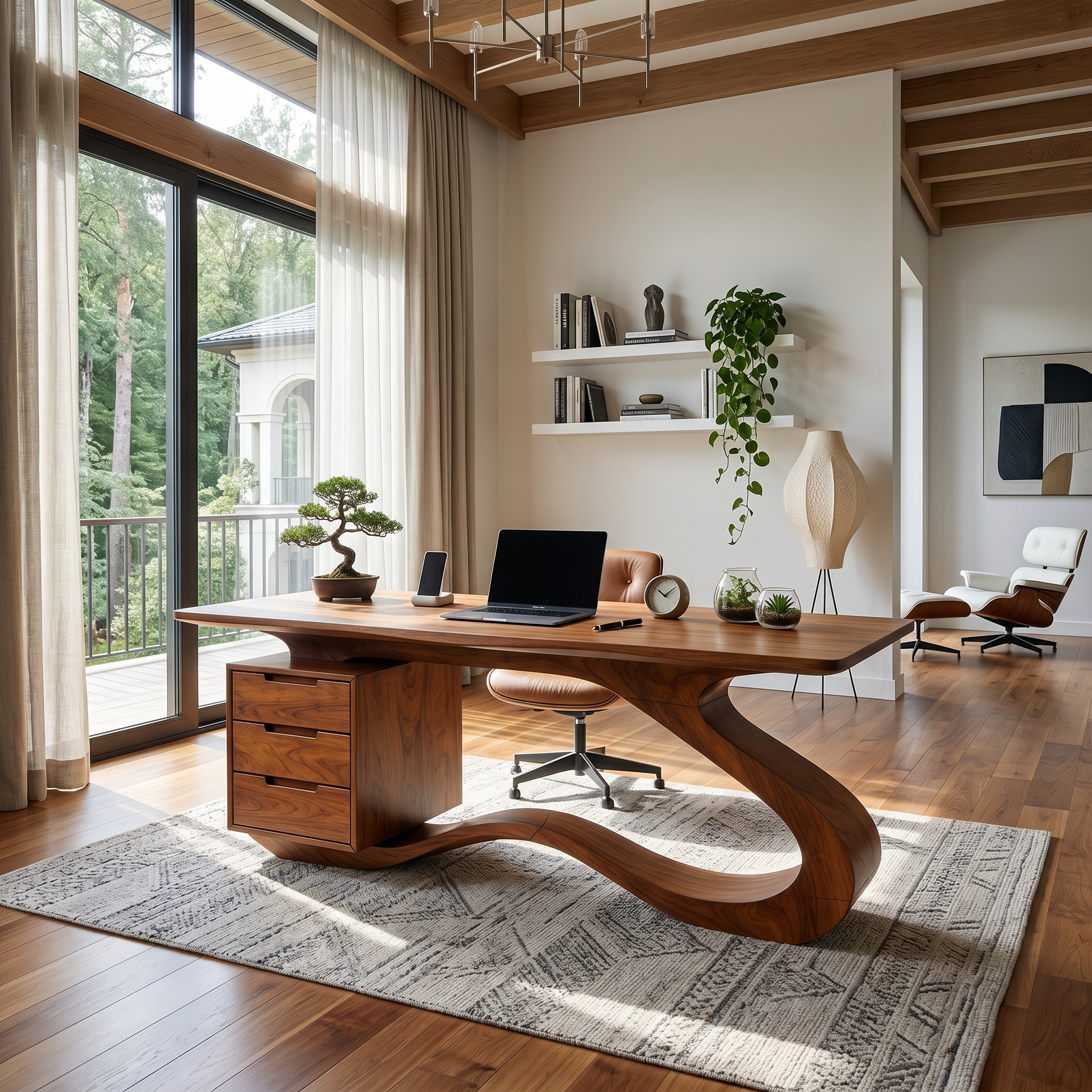 Modern Streamline Desk With Storage Cabinet For Workspace SILDTTNDE040