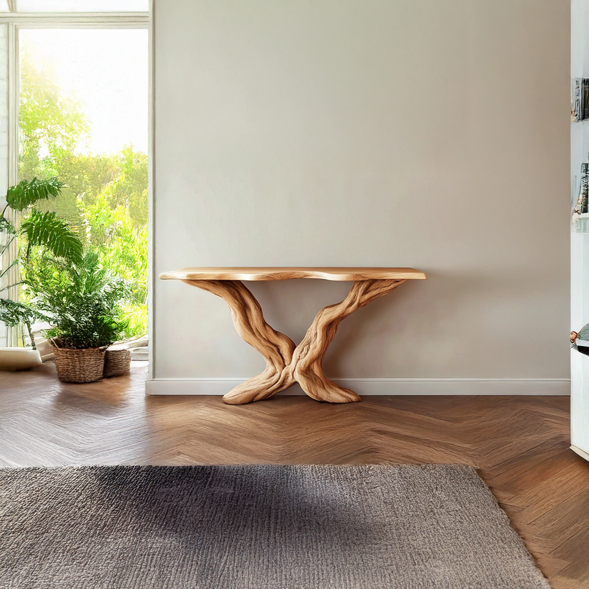 Rustic Sculptural Console Table Living Room Or Entryway SINLSACS270