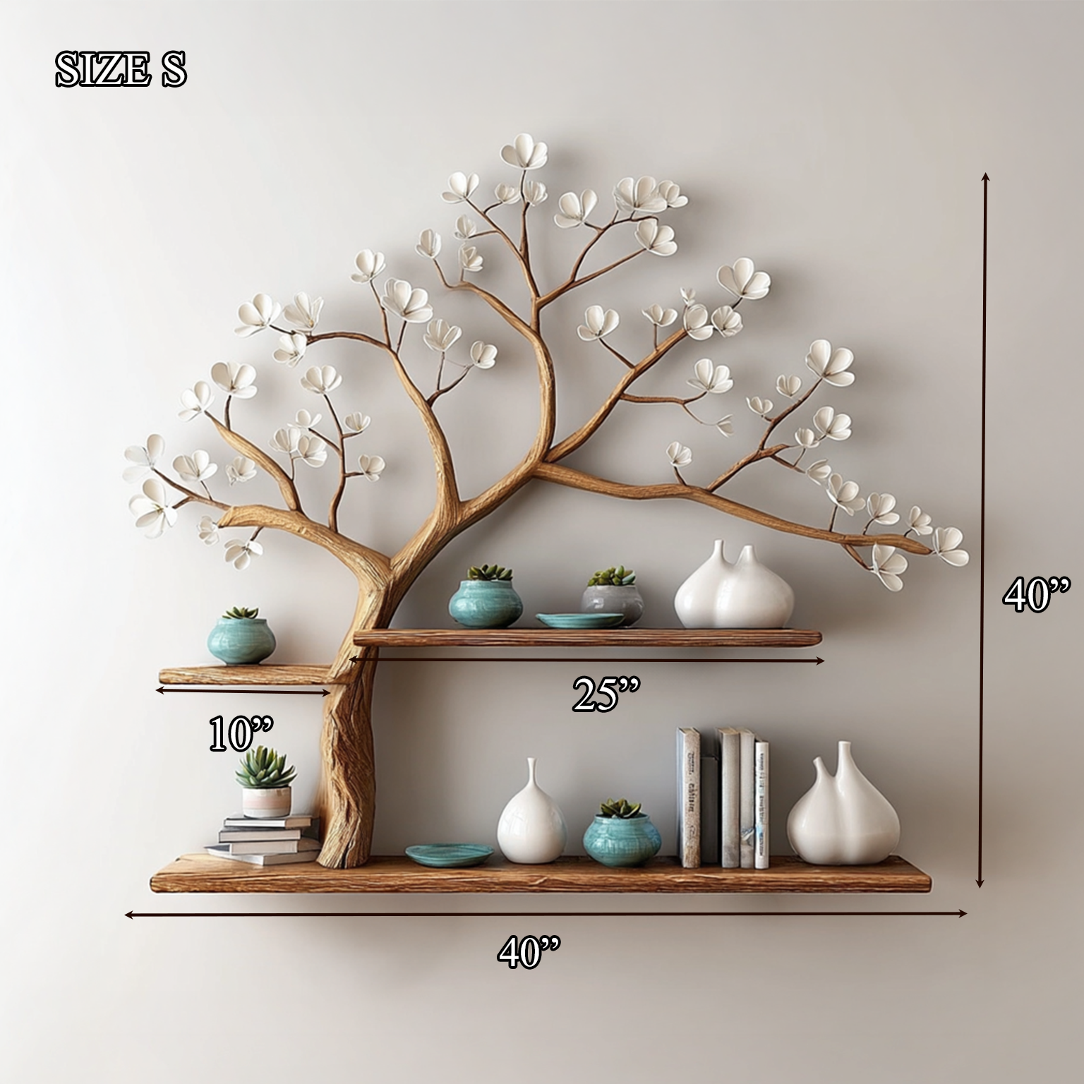 Rustic Tree Shelf Wall Living Room SINLSATBS024