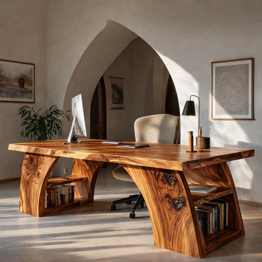 Contemporary Wooden Desk With Open Shelving For Home Office RTTHTTDE068