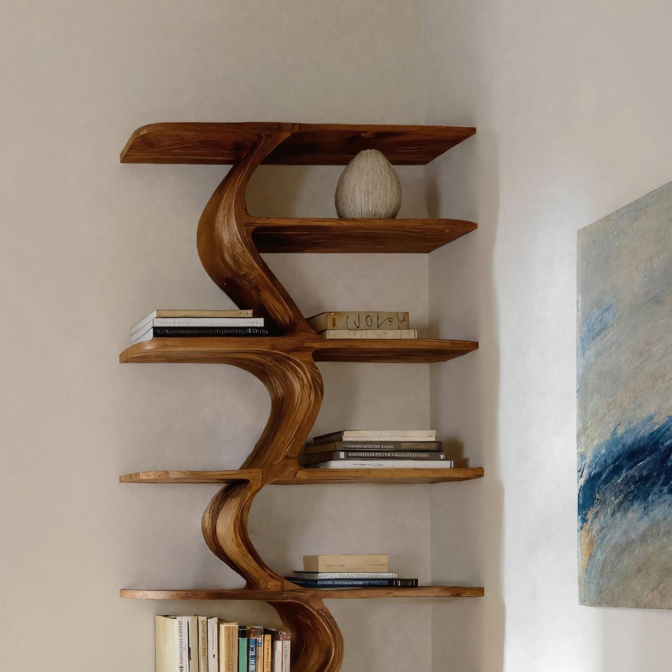 Organic Bookshelf For Living Room Interiors RTTHHNBS076