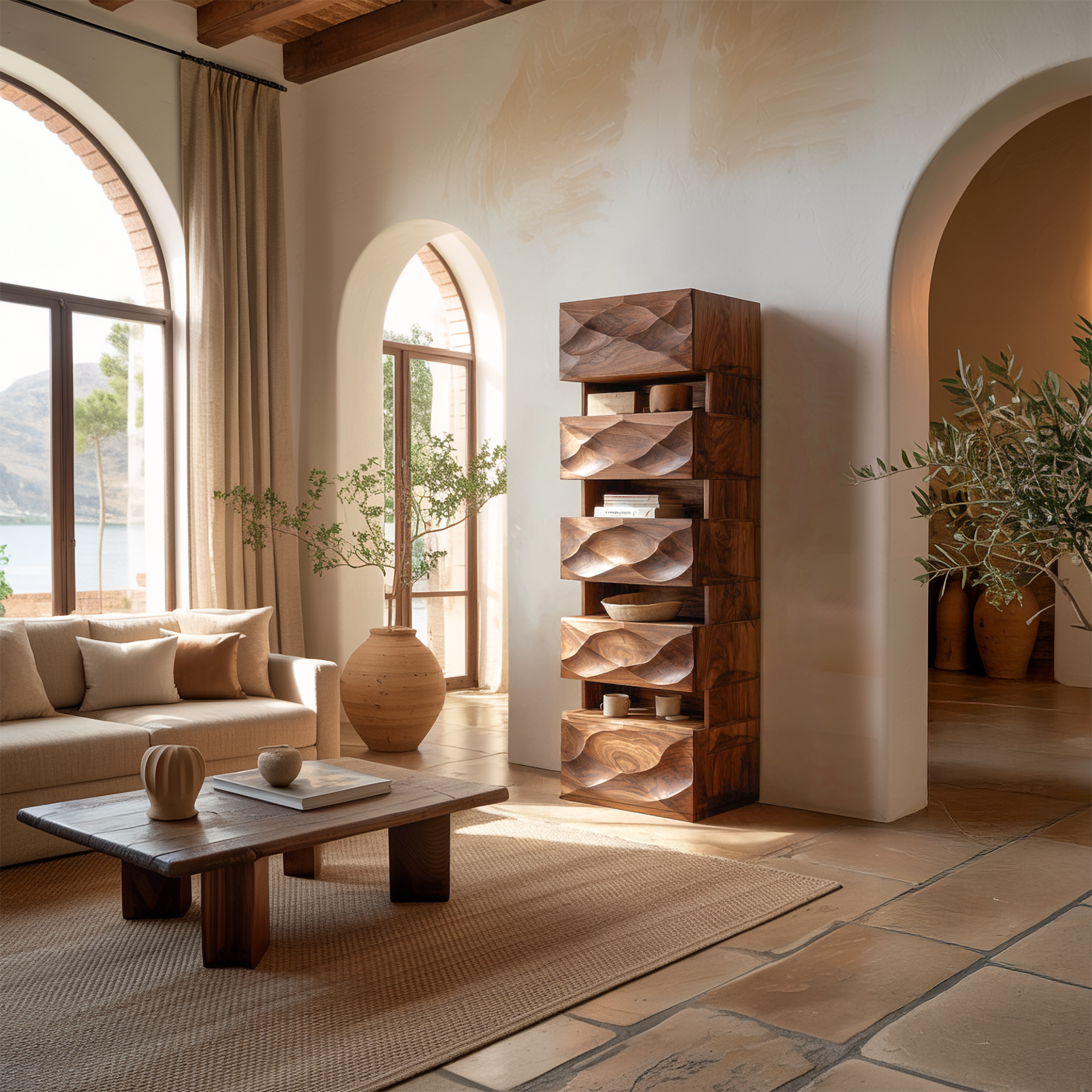 Organic Modern Accent Storage Cabinet For Living Room And Entryway SINLSASC439