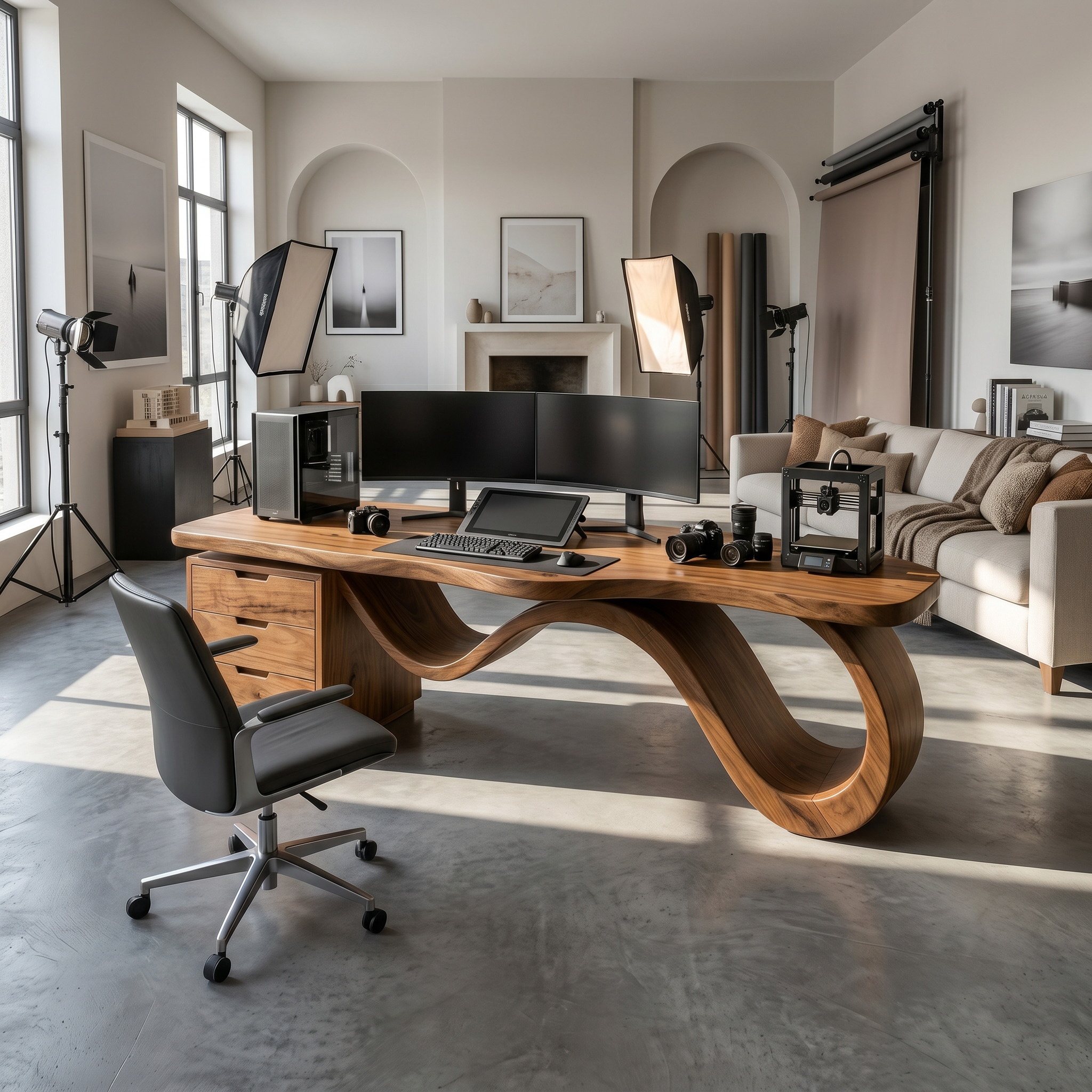 Contemporary Wave Base Executive Desk Design Studio SILDTTRDE025