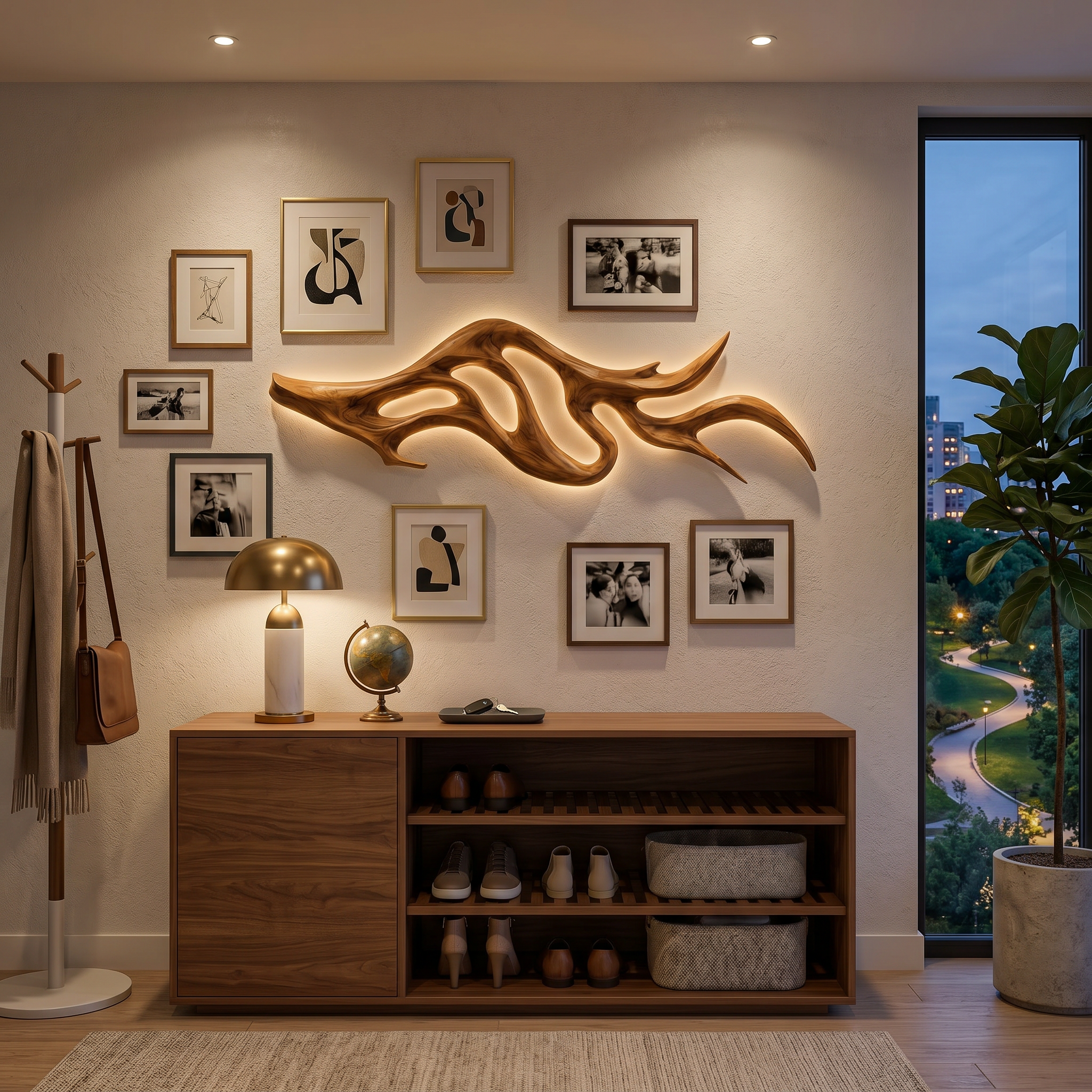 Artistic Wood Wall Light With Sculptural Form For Bedroom RTTHTTLAM056