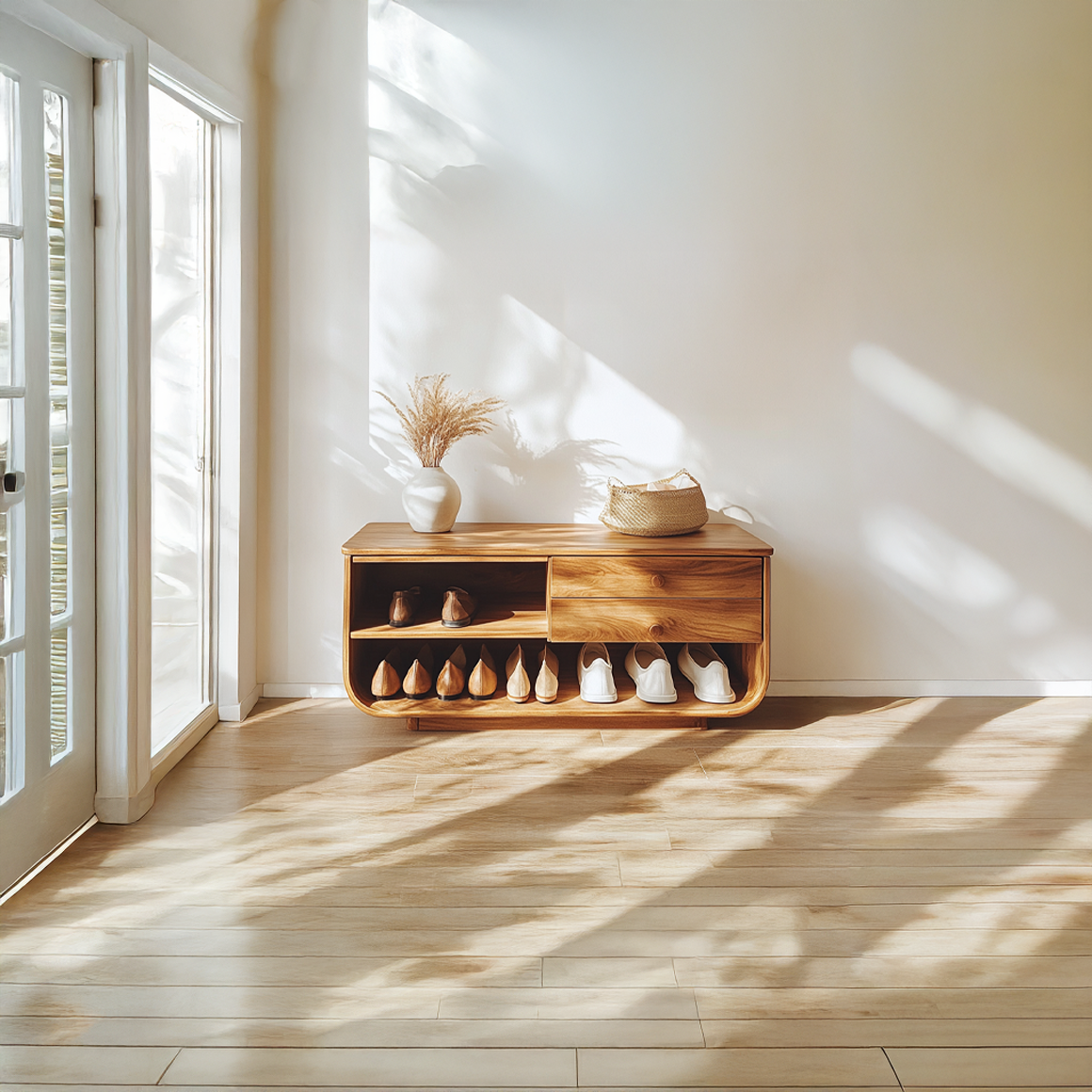 Mid Century Rounded Shoe Storage Hallway And Bedroom SINLSASB069