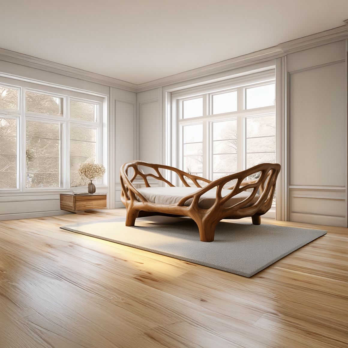 Rustic Sculptural Daybed Organic Bedroom SINLSAWB070