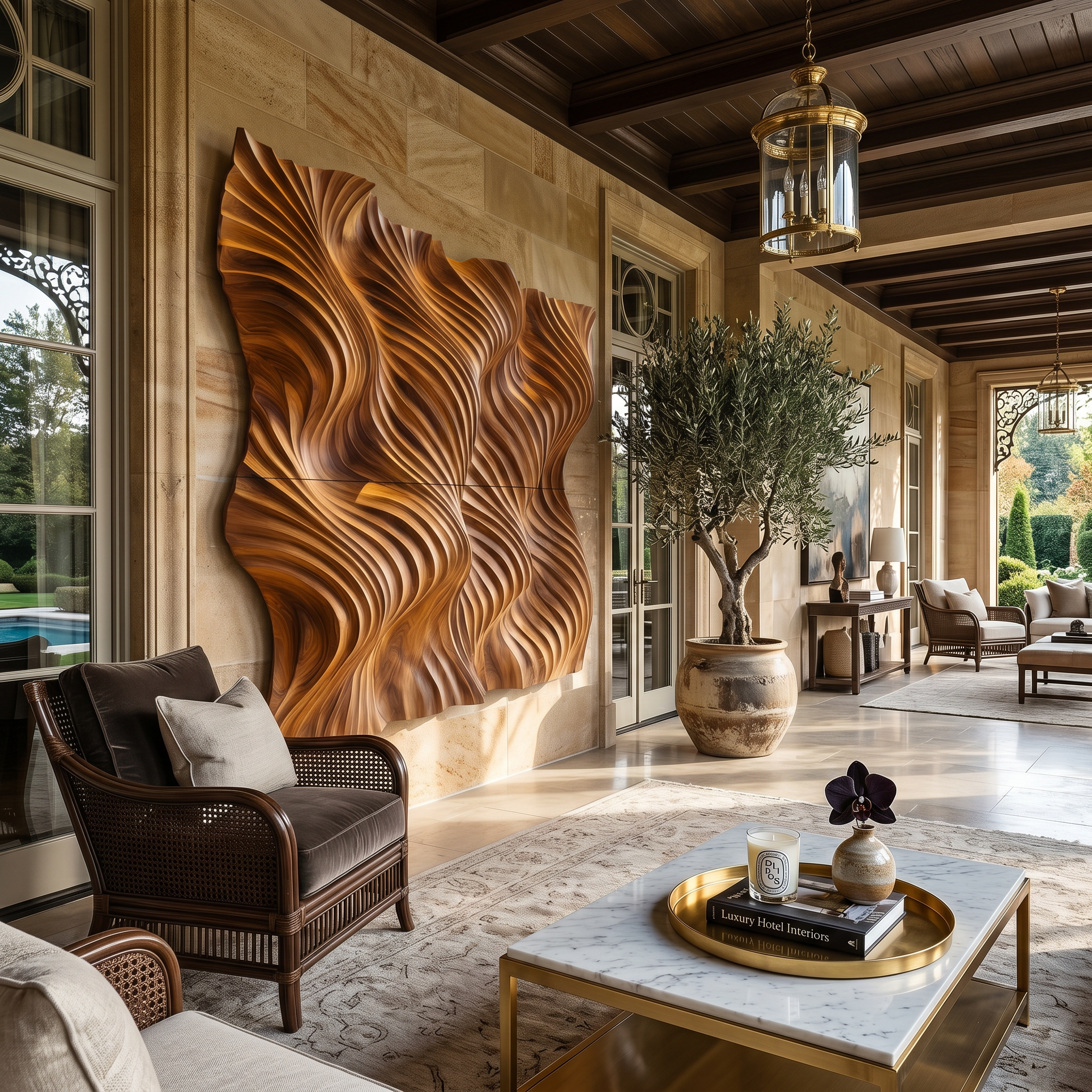 Modern Flowing Wave Wood Wall Art Luxury Bedroom Interior Decor SILDTTRWA126