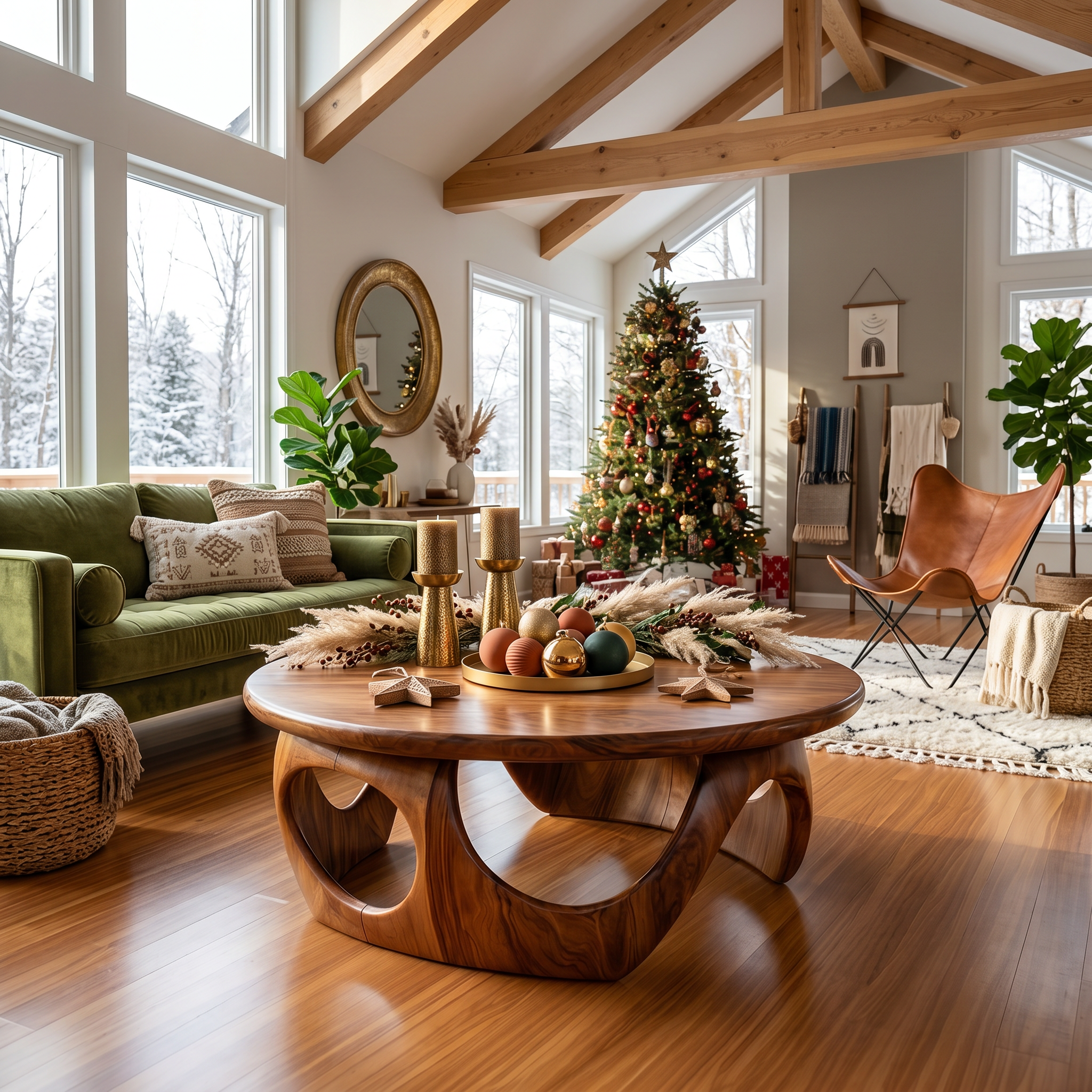 Handcrafted Wooden Coffee Table For Living Room Christmas Style SILDTTRCFC008