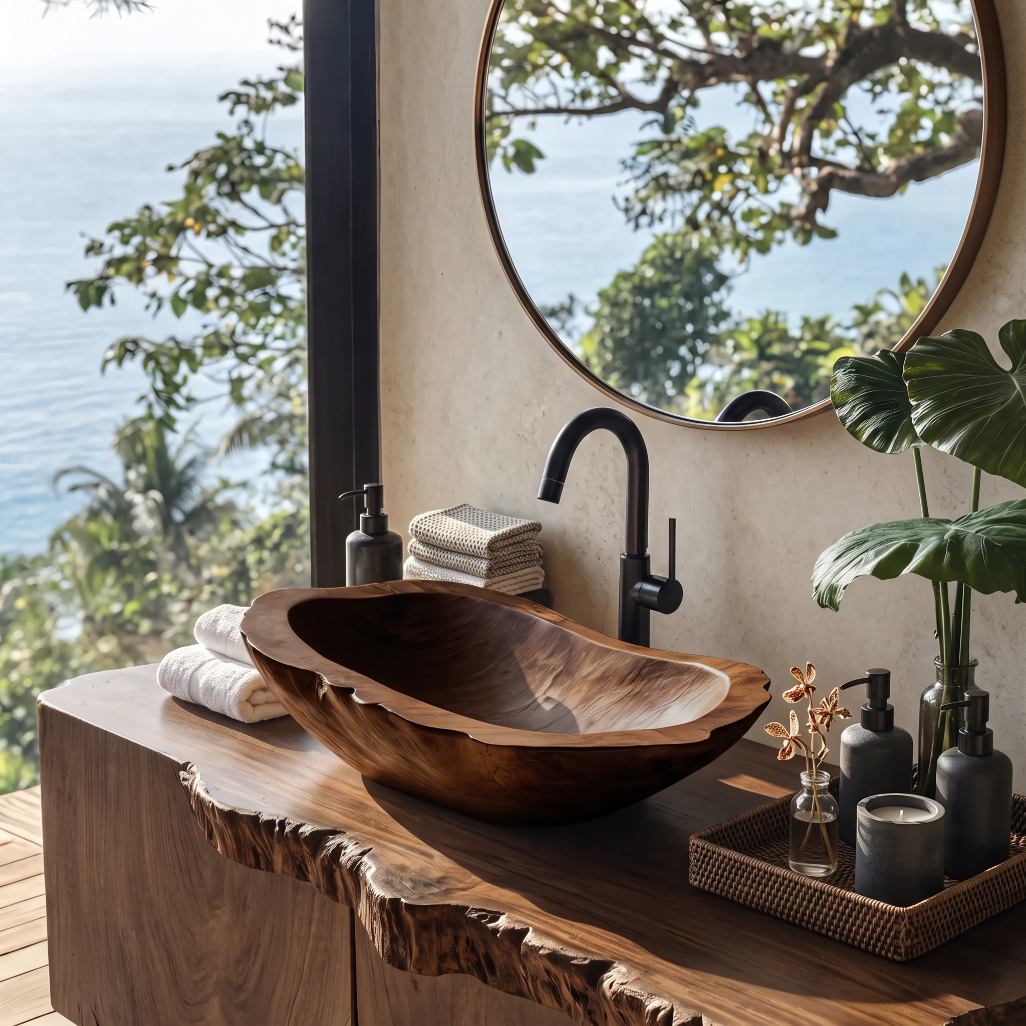 Handcrafted Wooden Vessel Sink For Timeless Bathroom Style SILDTTRVS020