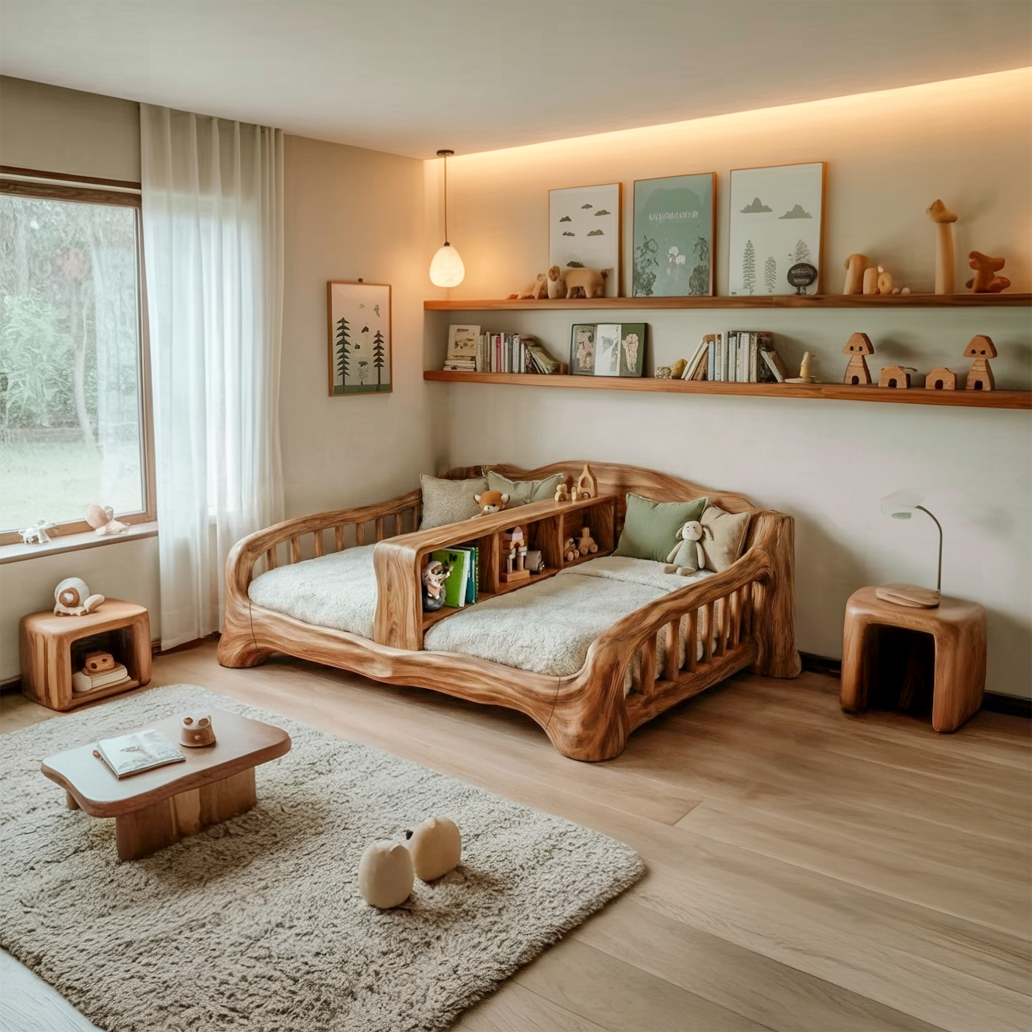Rustic Kids Daybed With Storage For Bedroom Or Nursery SINLSAWB092