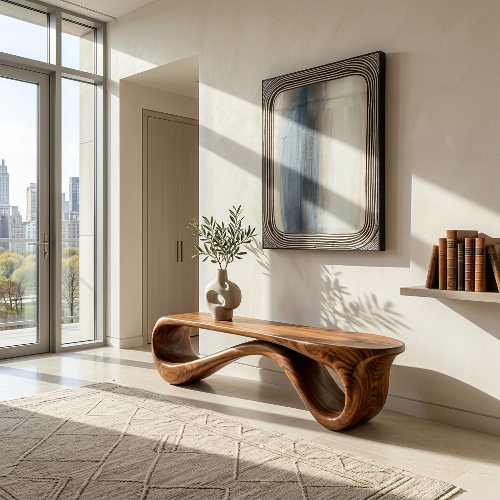 Contemporary Natural Wood Bench For Home Entry Decor RTTHHNCHR136