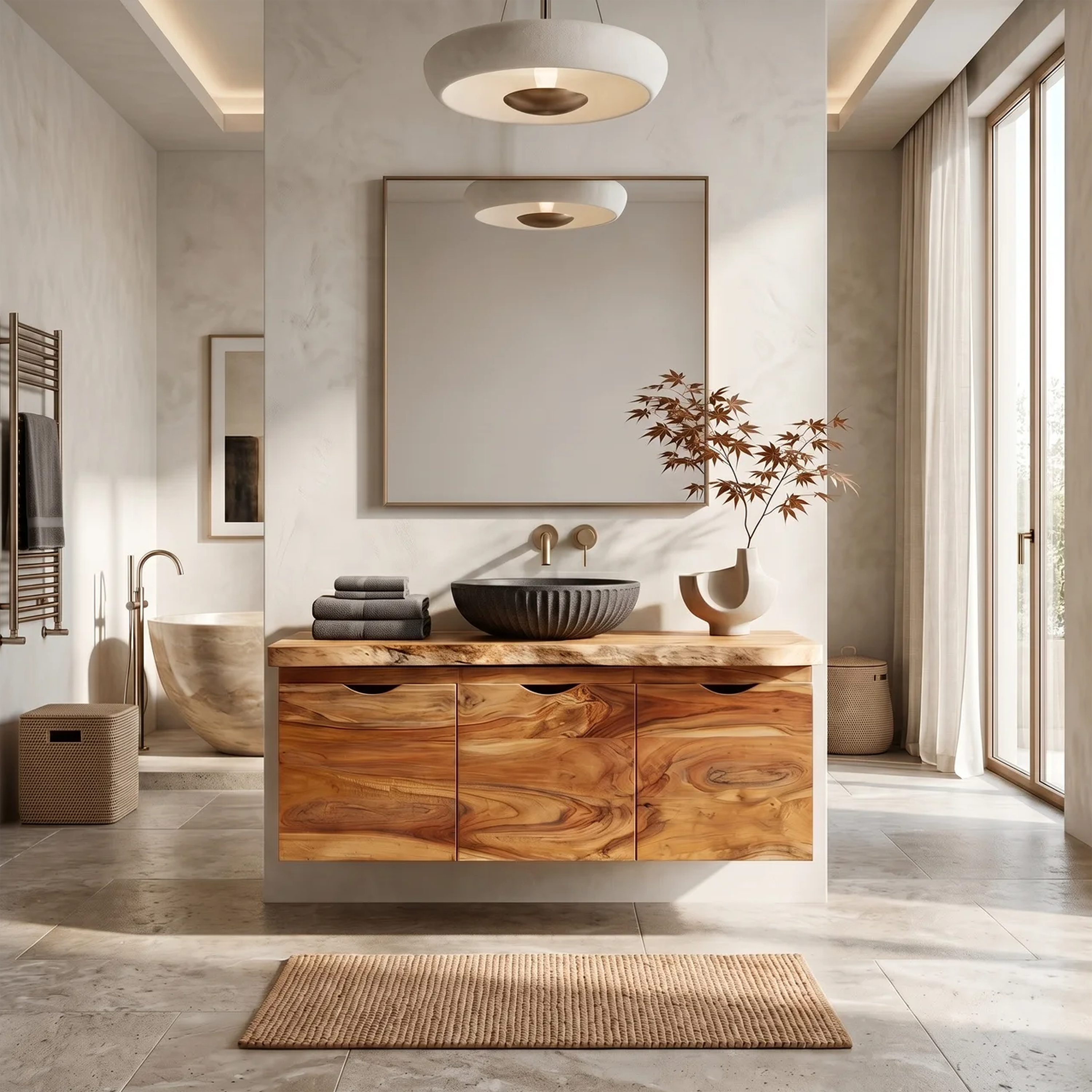 Minimalist Double Sink Vanity Garden Bathroom SILDTTRBRV180