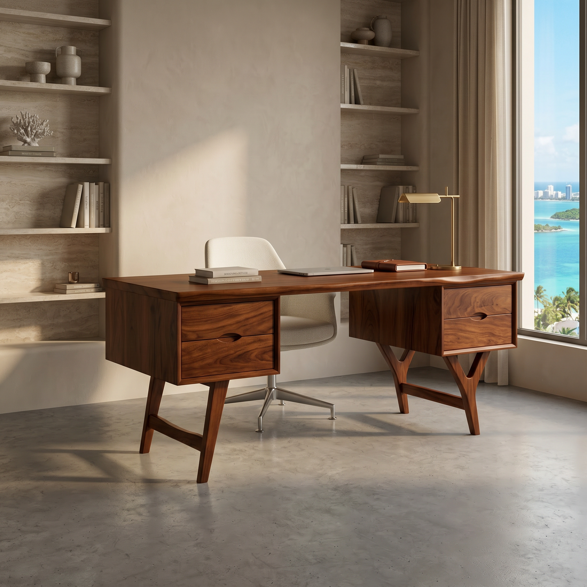 Mid Century Executive Desk Modern Workspace SILDTTRDE028