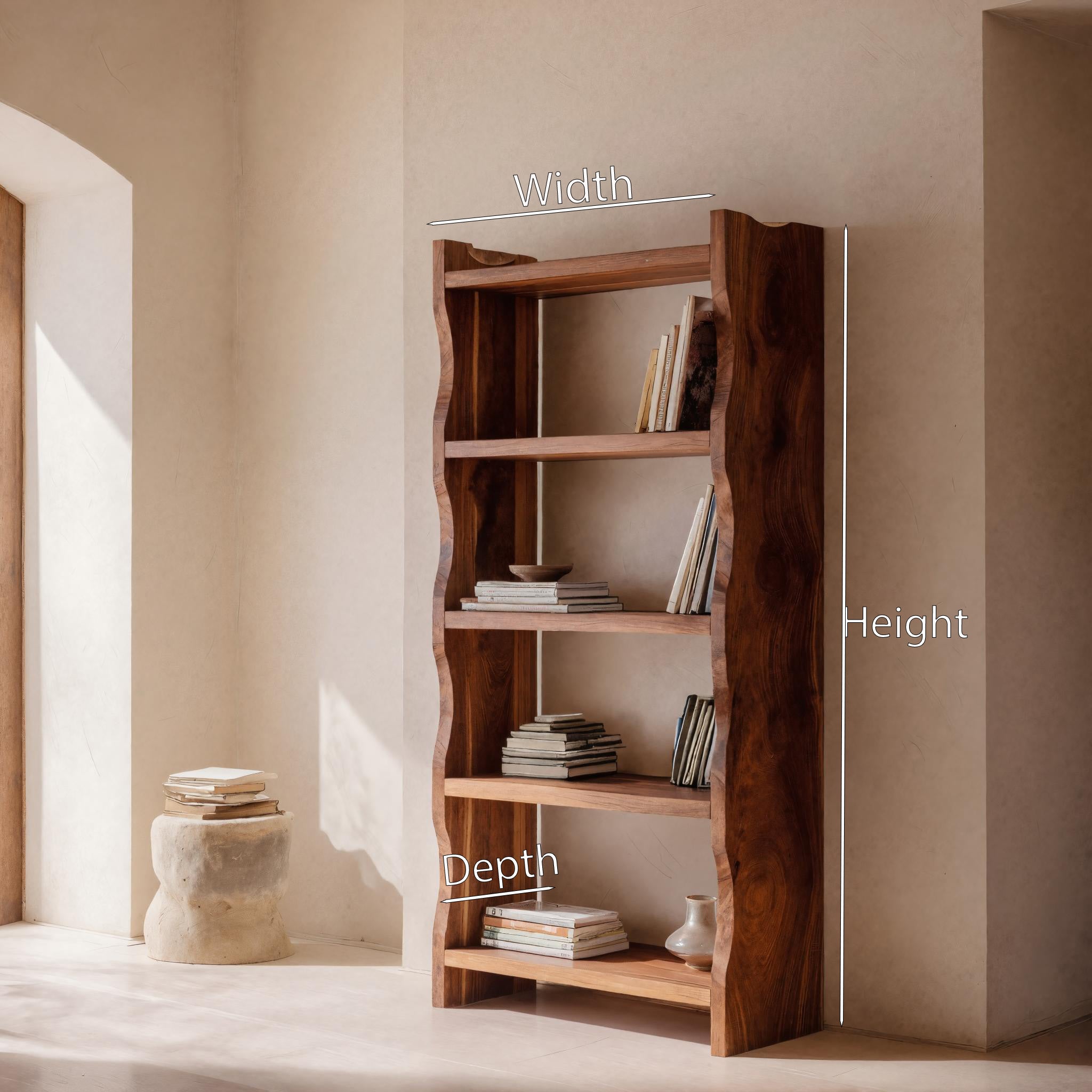 Modern Vertical Bookshelf With Natural Grain Design For Living RTTHHNBS082