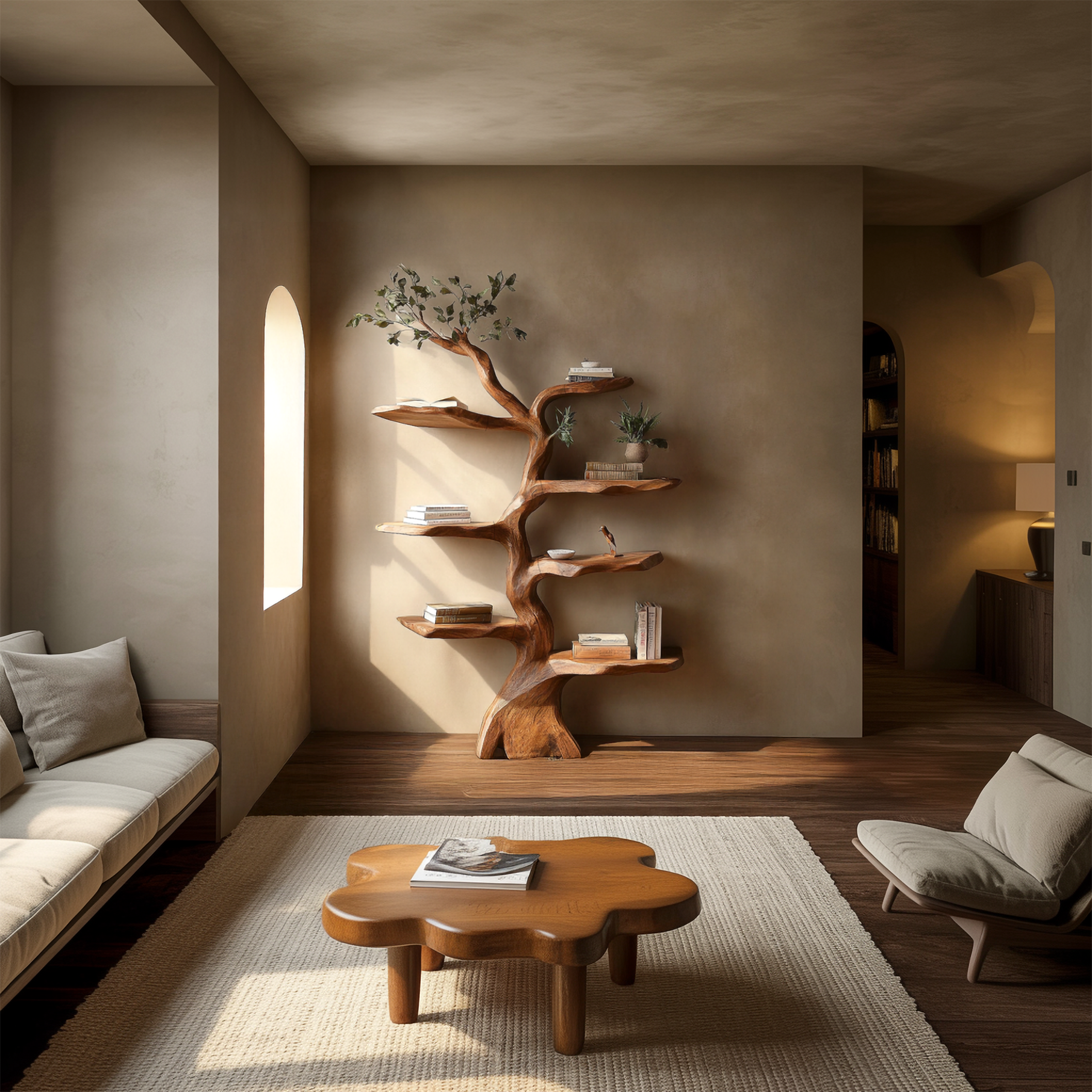 Rustic Sculptural Branch Bookcase Living Room Interior Space Saving Storage SINLSATB643