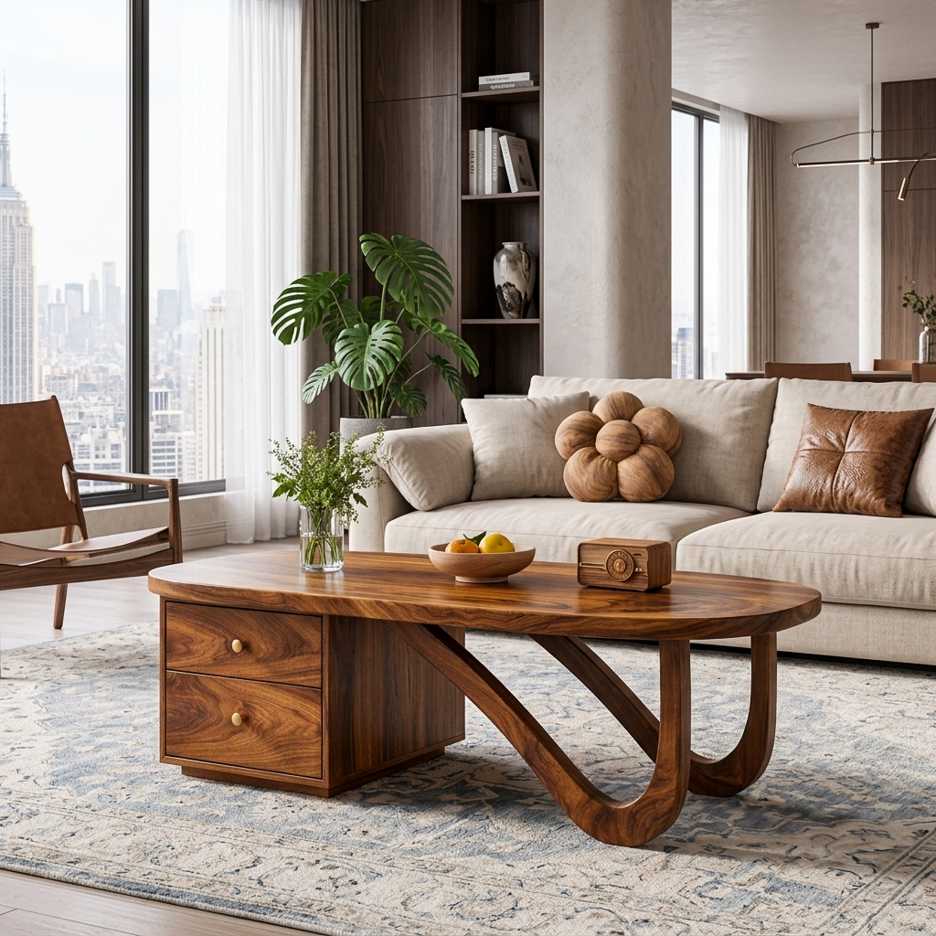 Modern Wooden Coffee Table With Storage Drawer For Living Room RTTHTTCF051