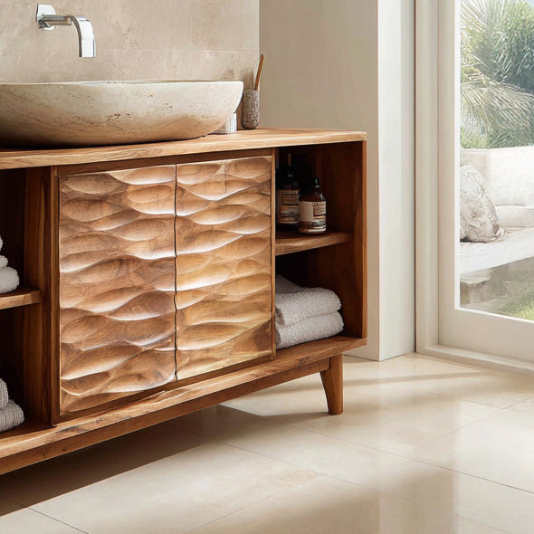 Modern Wave Bathroom Vanity Open Shelf For Bathroom RTTHHNBRC015