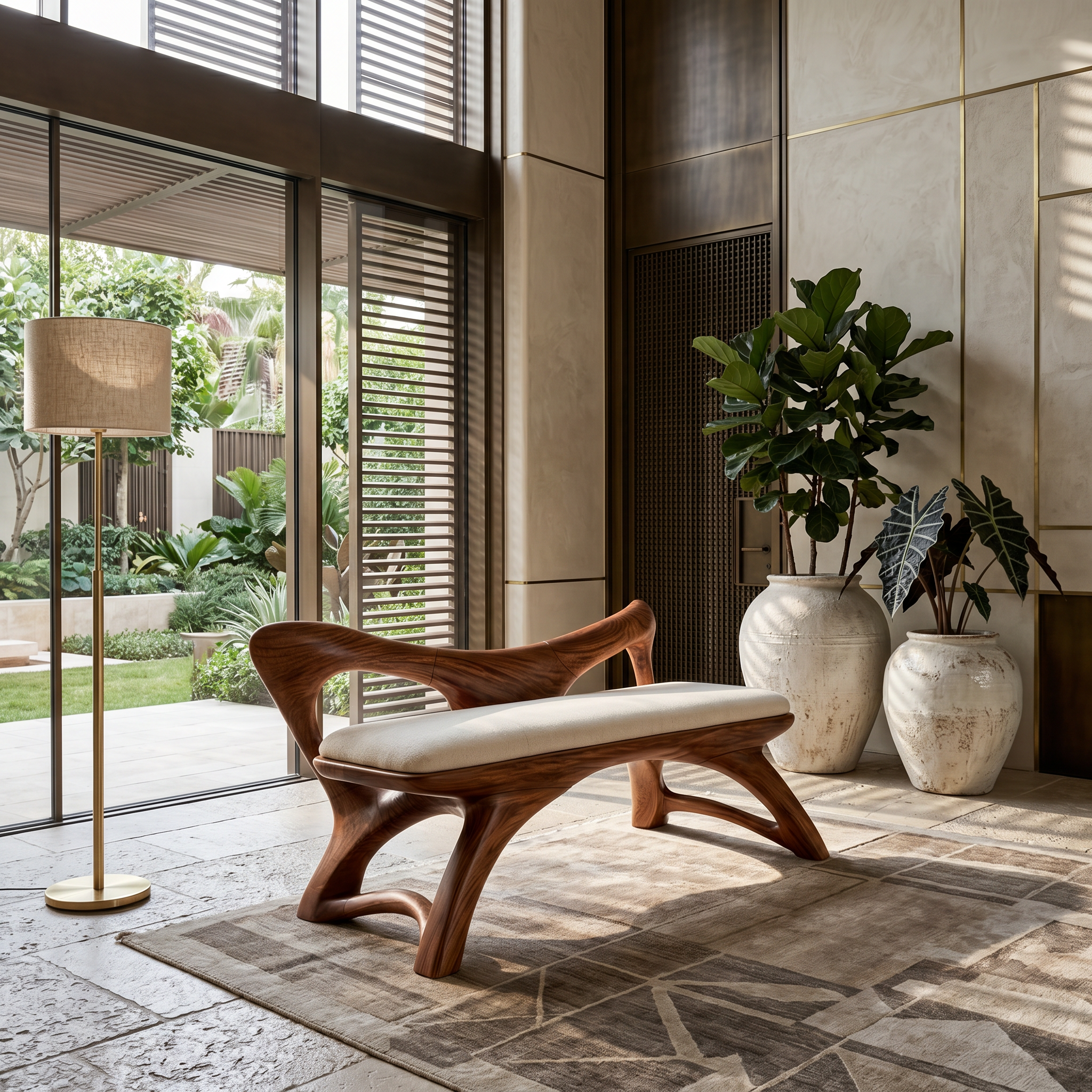 Organic Modern Wooden Bench Luxury Entryway SILDTTRBEN053