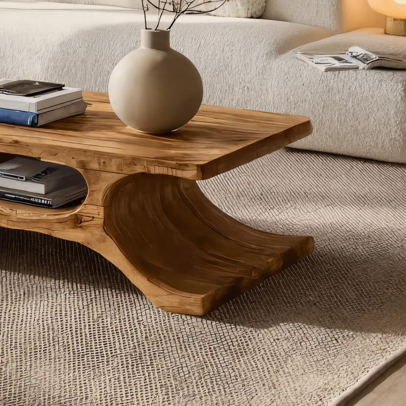 Organic Coffee Table Open Shelf Design For Living Room RTTHHNCF054