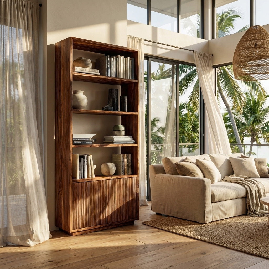 Minimal Wooden Bookcase For Coastal Living Room RTTHHNBS146