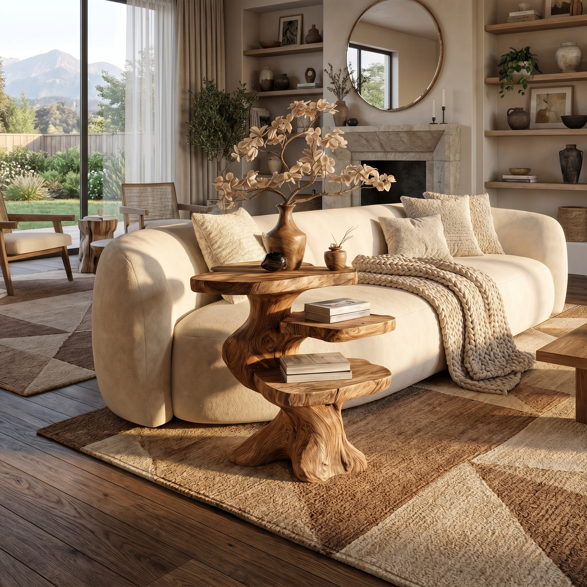 Contemporary Beside Table With Smooth Sculptural Base For Living Room And Bedroom SINLKIBT243