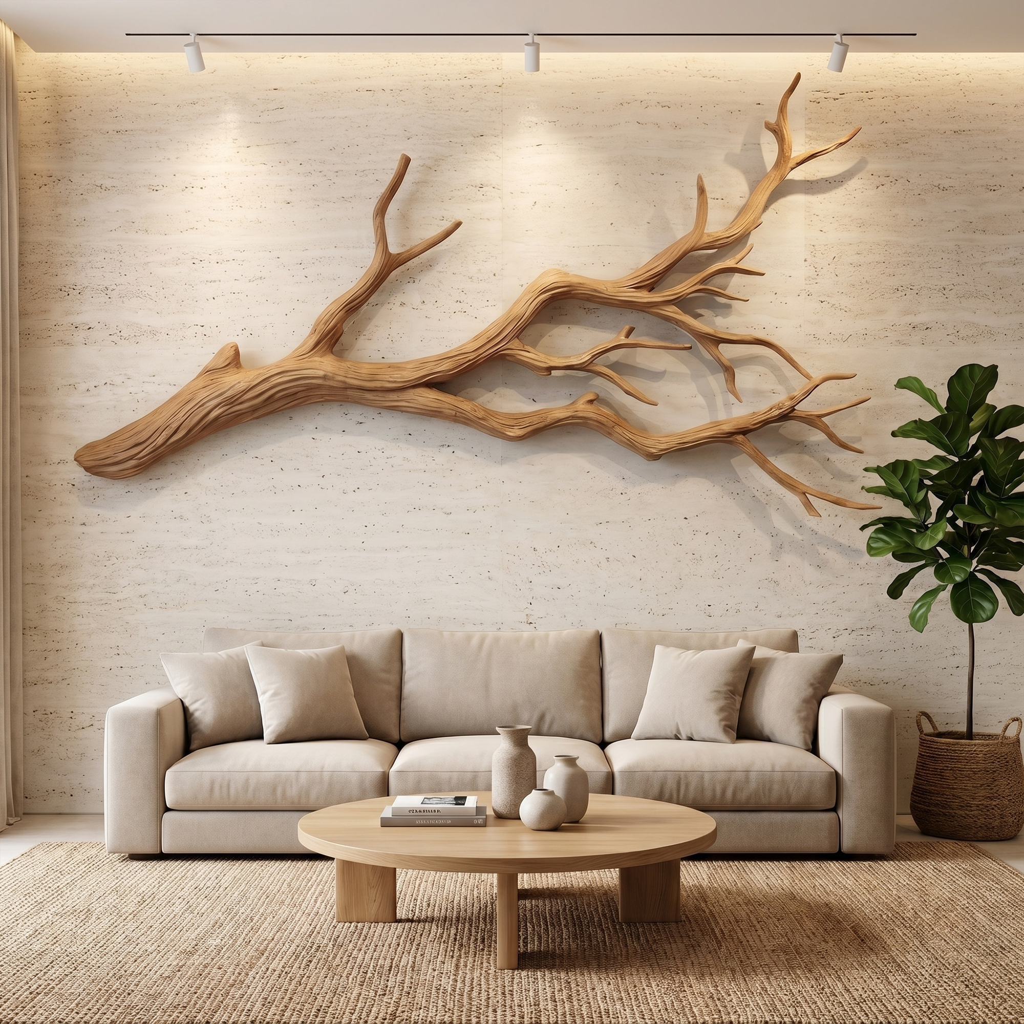 Flowing Organic Wood Branch Wall Sculpture Contemporary Decor SINLKIWD030