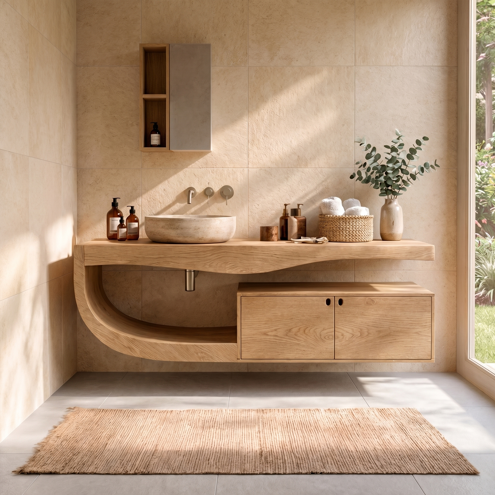 Wall Mounted Bathroom Vanity Wooden Vanity With Storage For Bathroom SINLKIBRV300