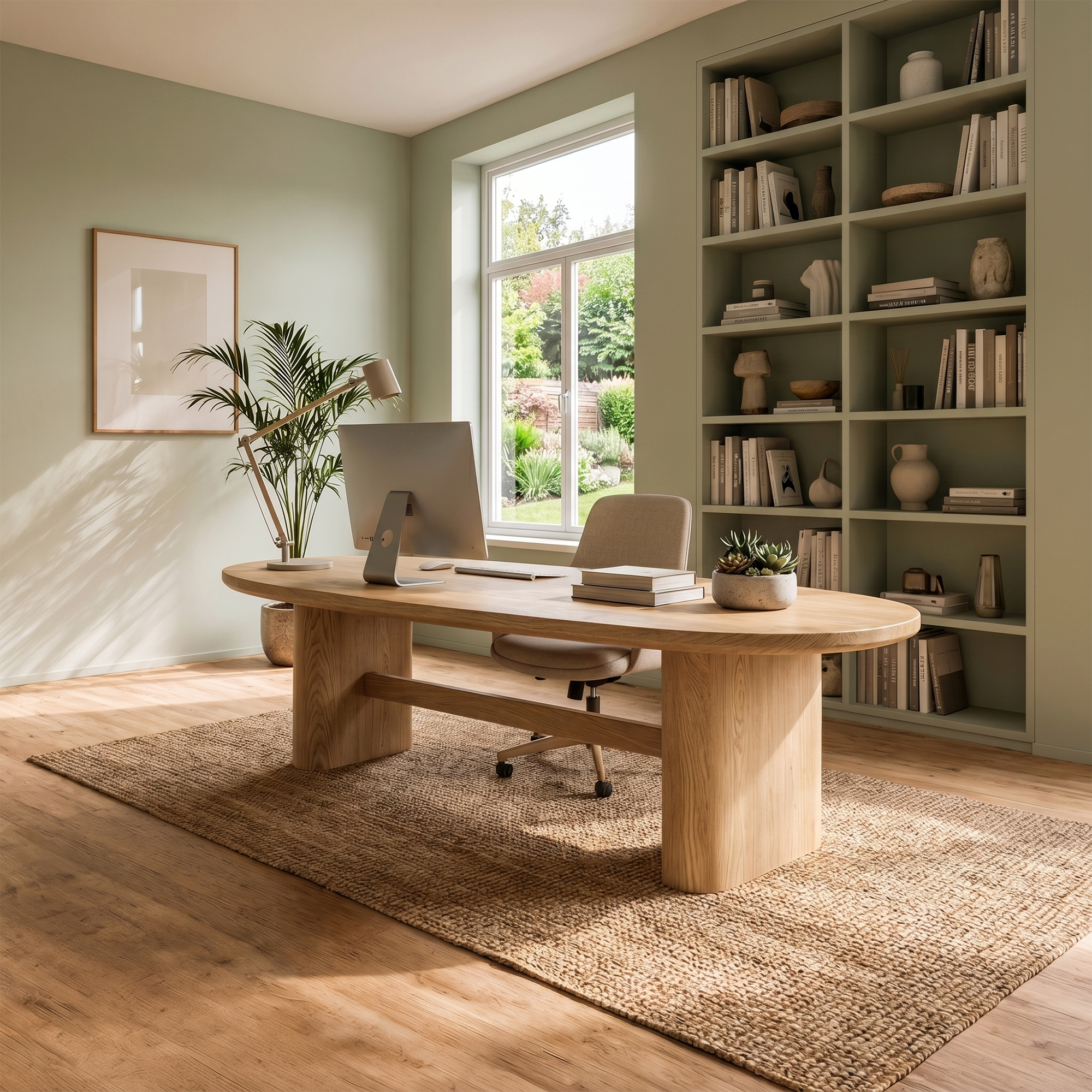 Modern Organic Desk With Natural Wood Design For Home Office SINLKIDK106
