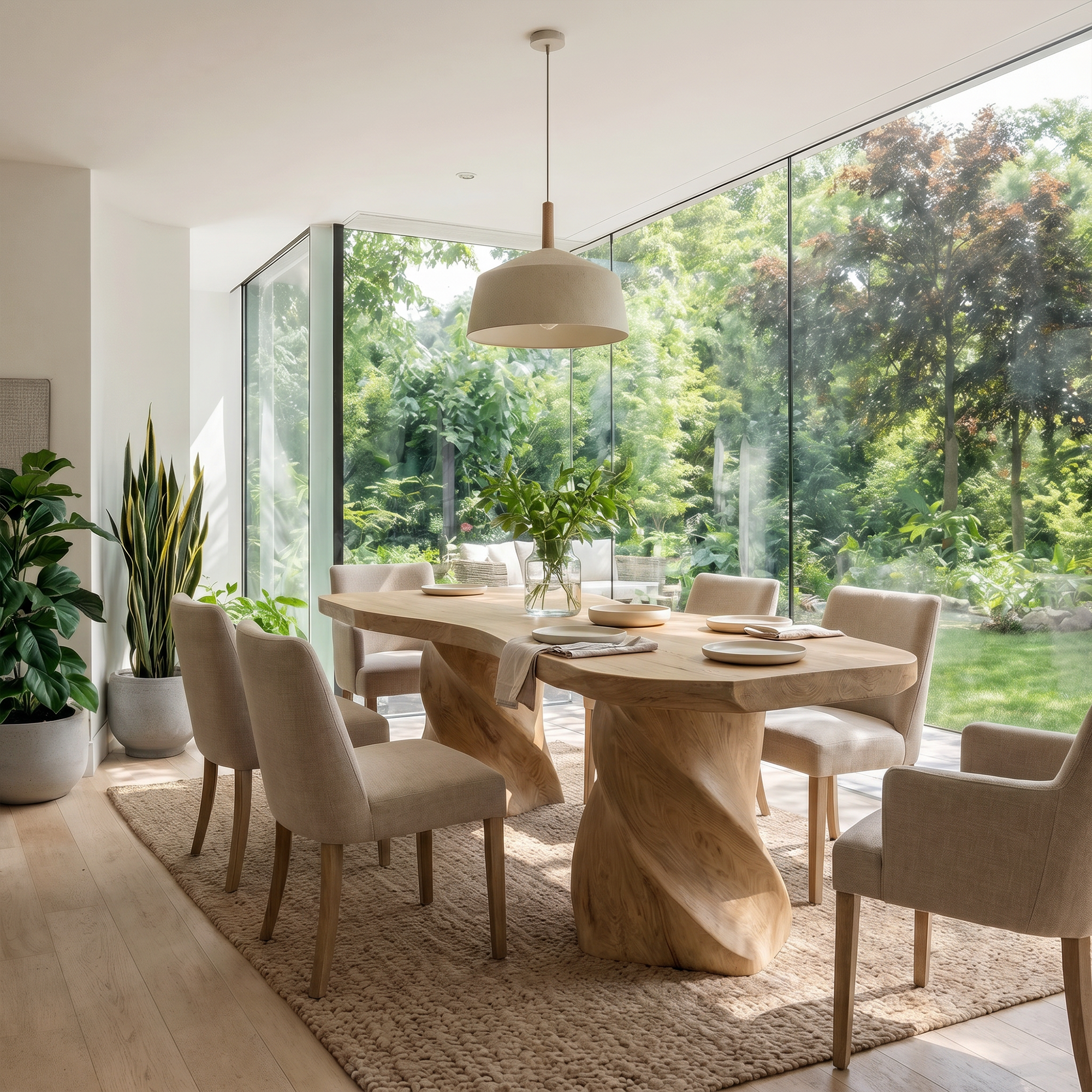 Sculptural Twisted Base Dining Table For Dining Room And Kitchen SINLKIDT165