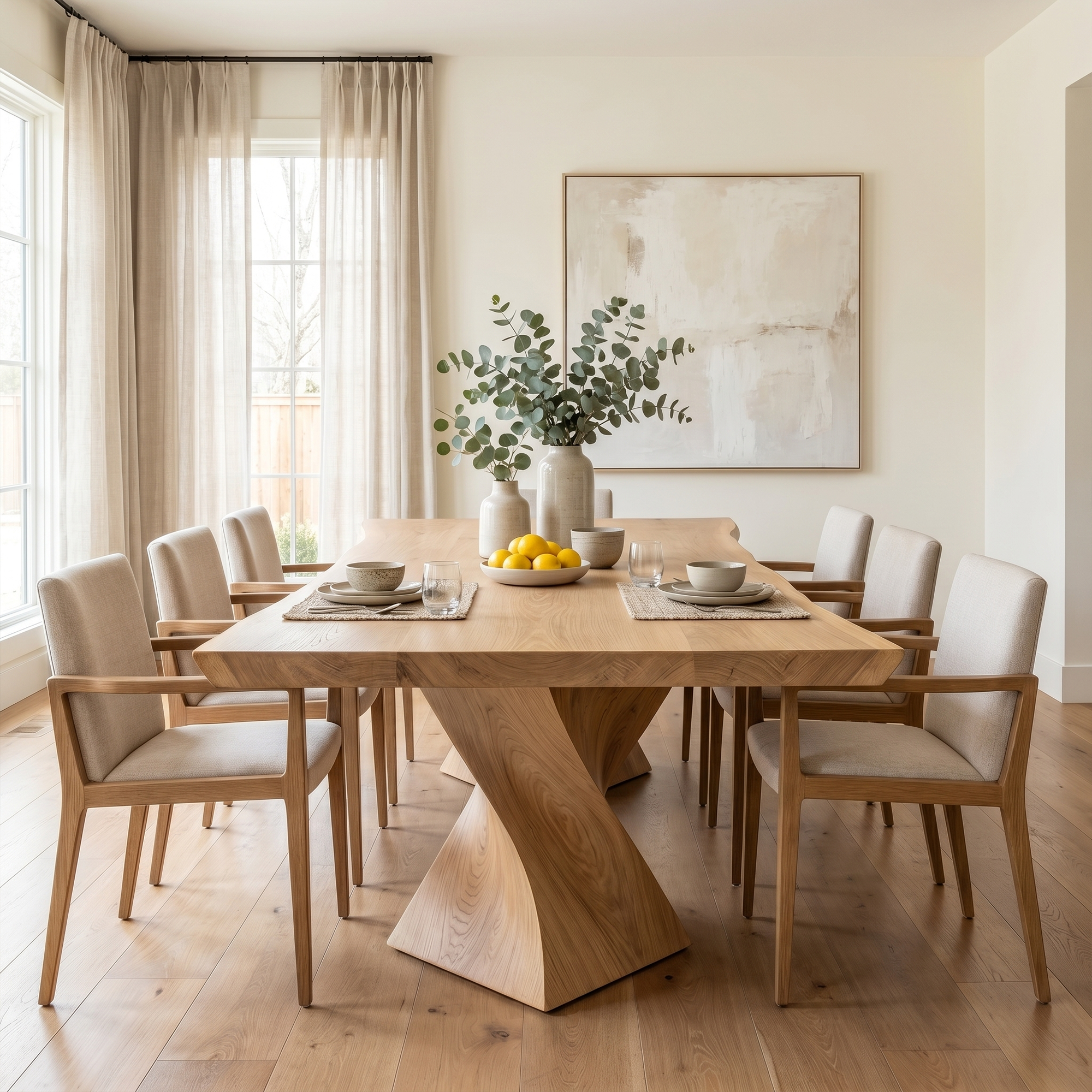 Sculptural X Base Dining Table For Dining Room And Kitchen SINLKIDT166